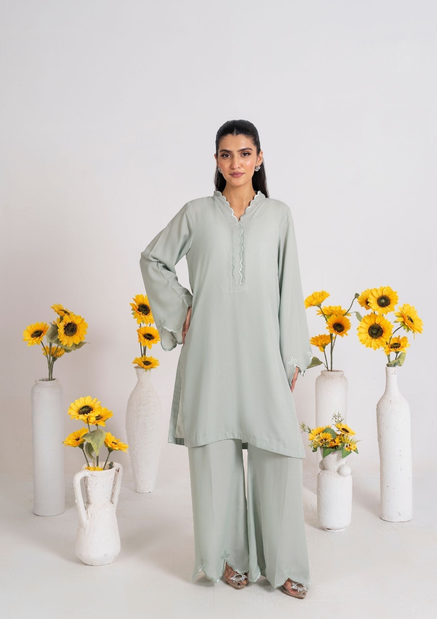 georgette Kurta Set in Pastel green