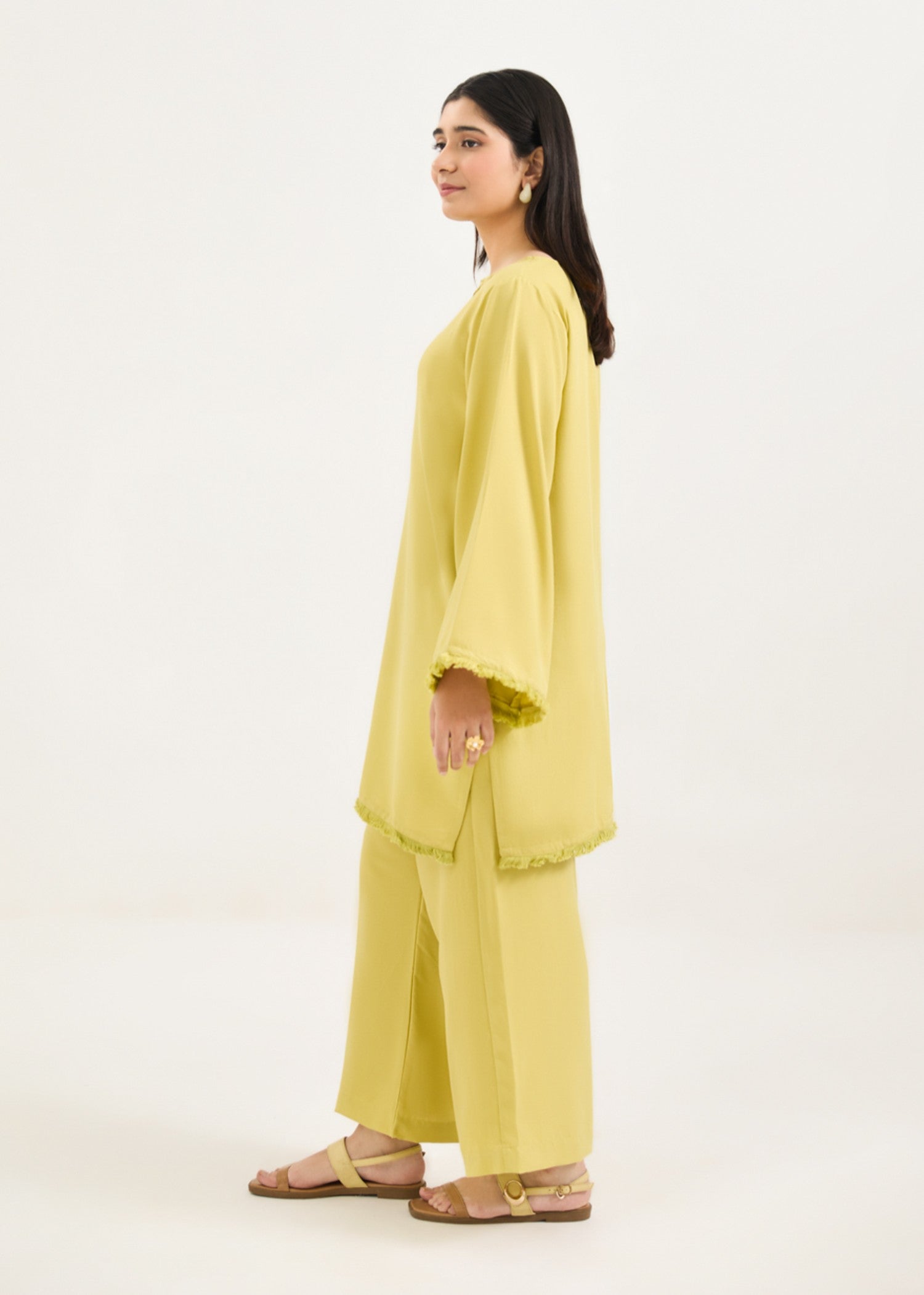 georgette Co Ord Sets in Acid yellow