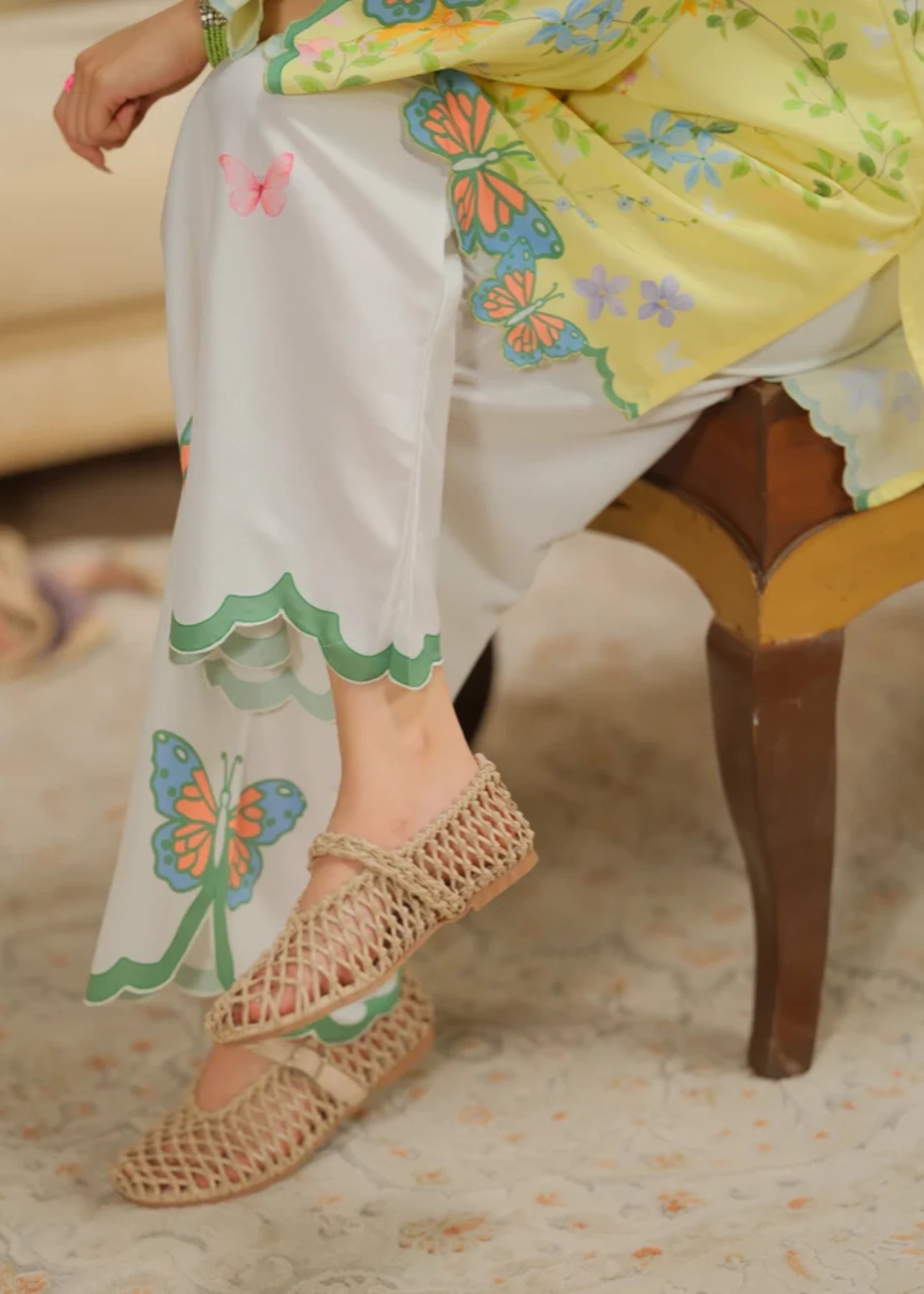 cambric Kurta Set in Yellow