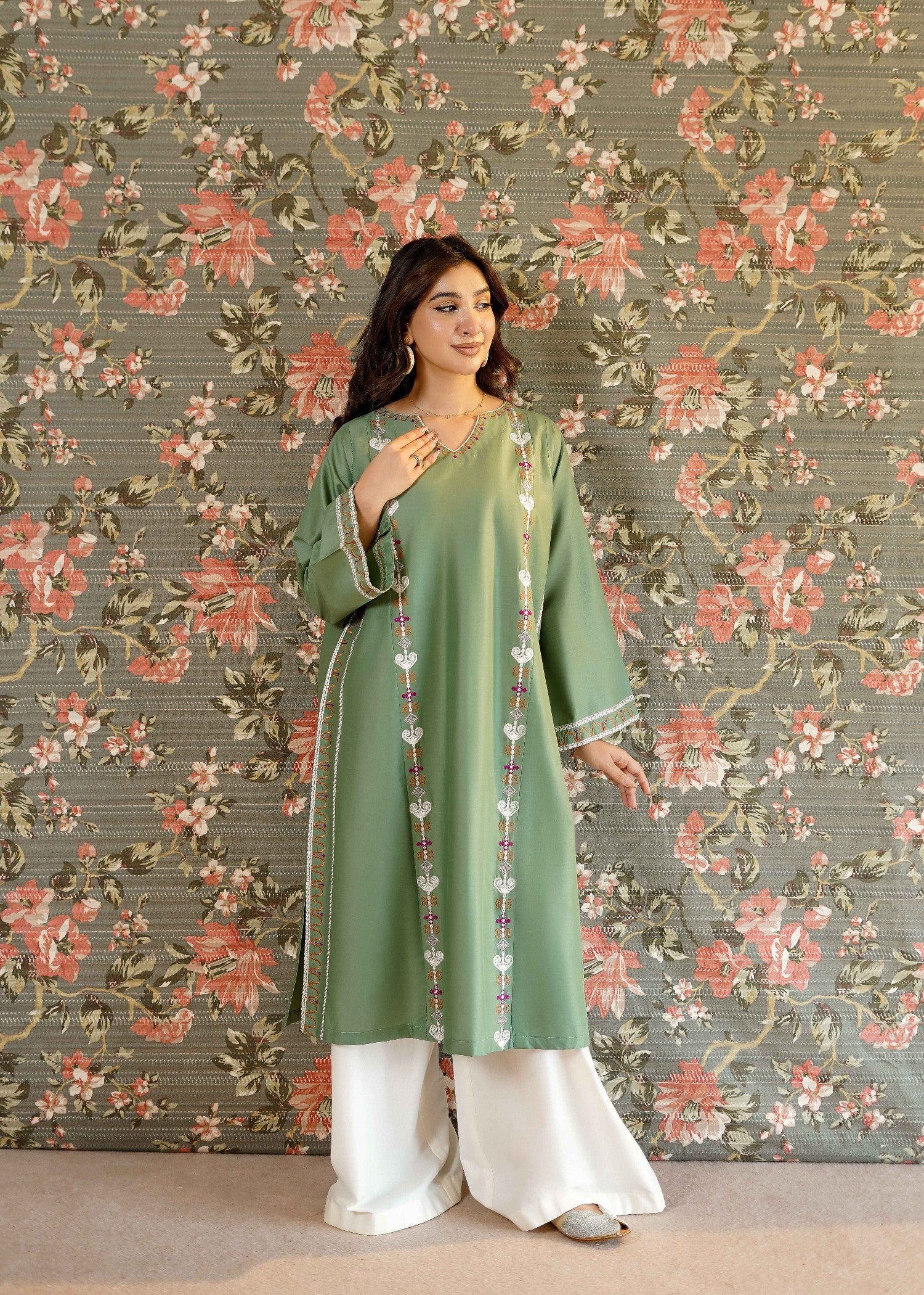 lawn Kurti in Pastel green