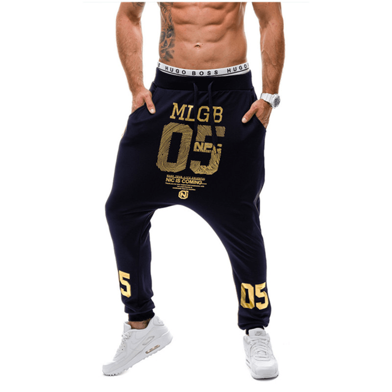 Men'S Harem Pants Alphabet Print Low-Grade Baggy Pants