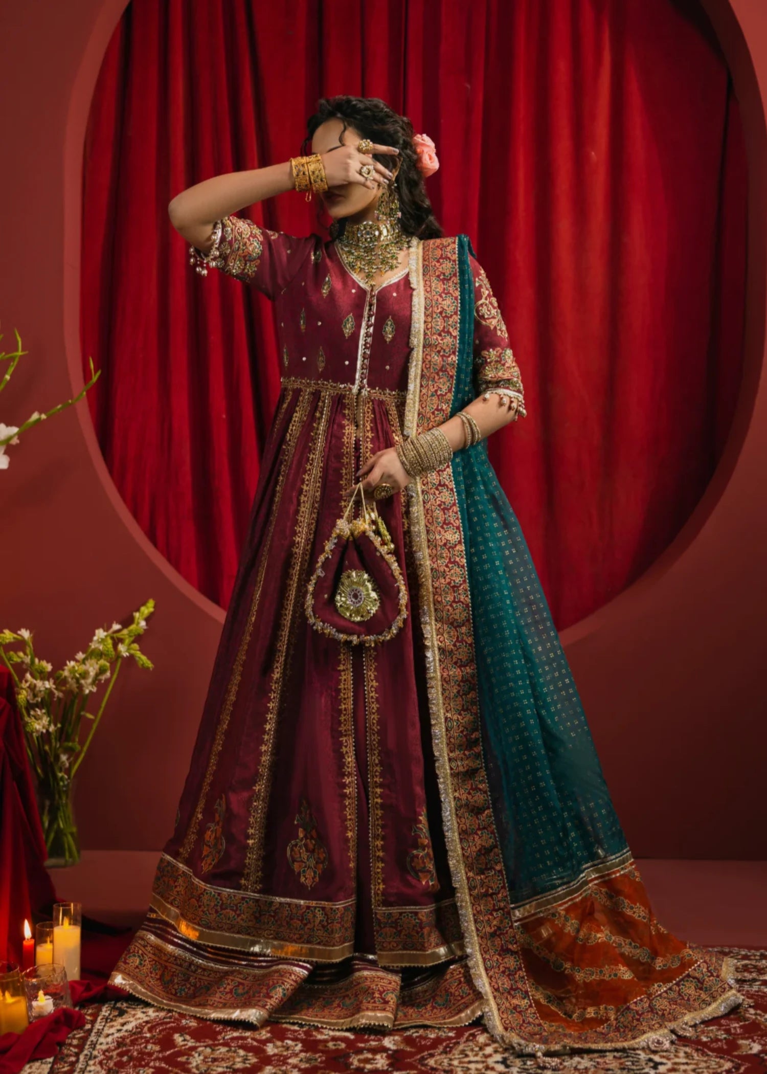 raw silk Unstitched in Wine red