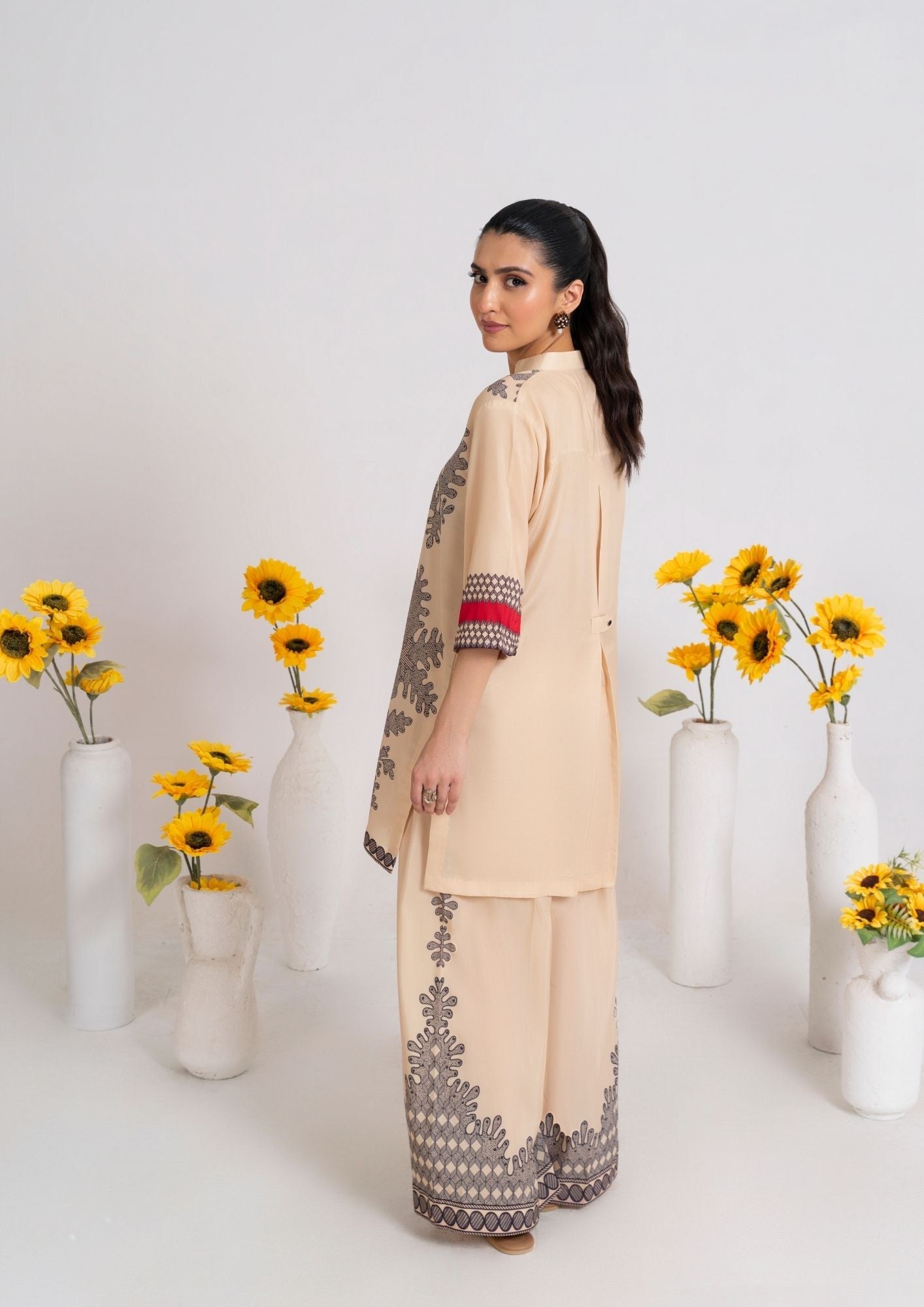 swiss cotton Kurta Set in Beige