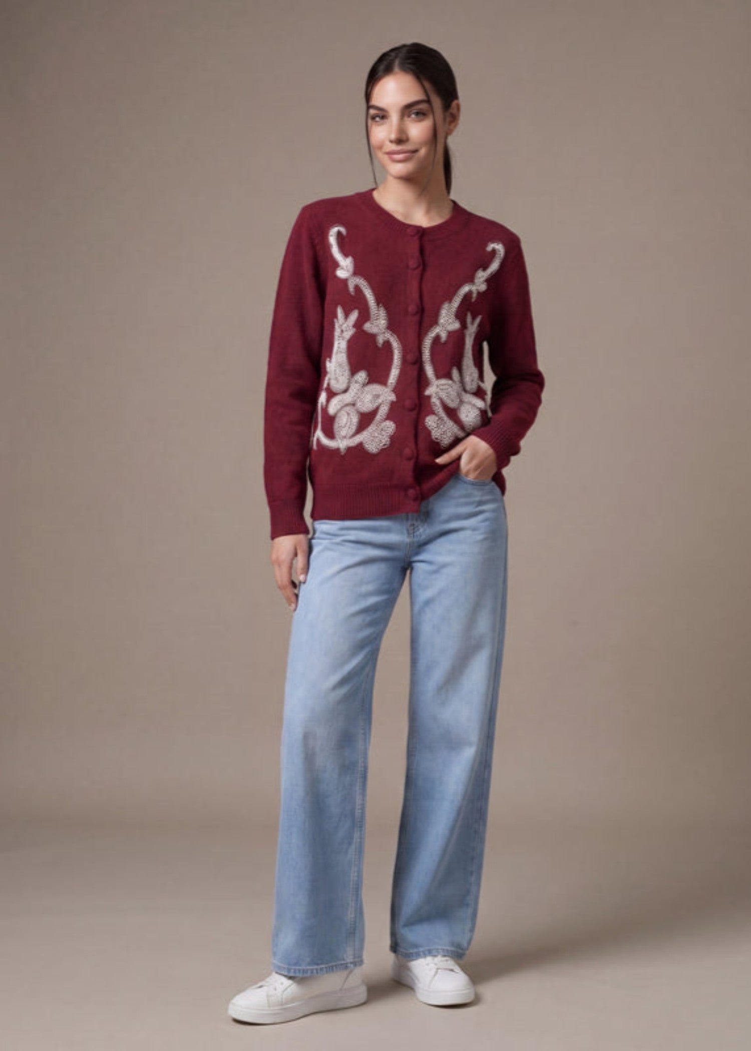 wool Cardigan in Red