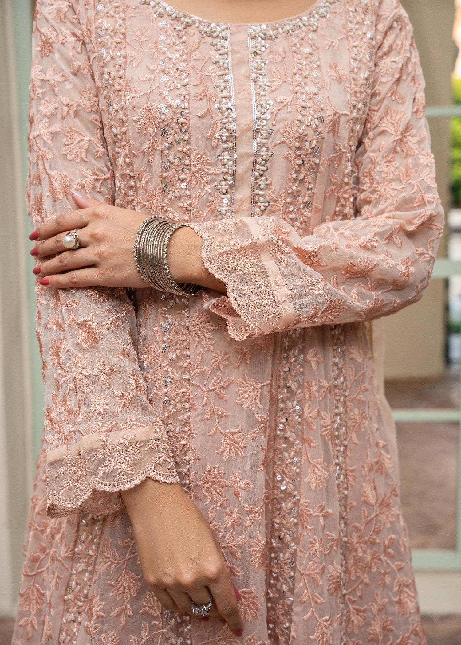 chiffon Maxi in Peach orange