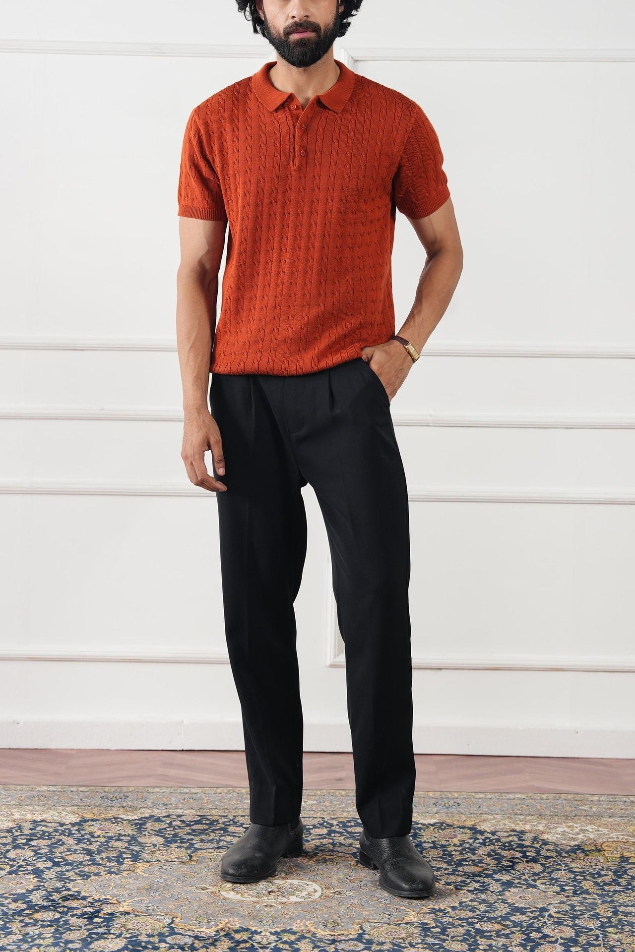 cotton jersey Polo Shirt in Pumpkin orange