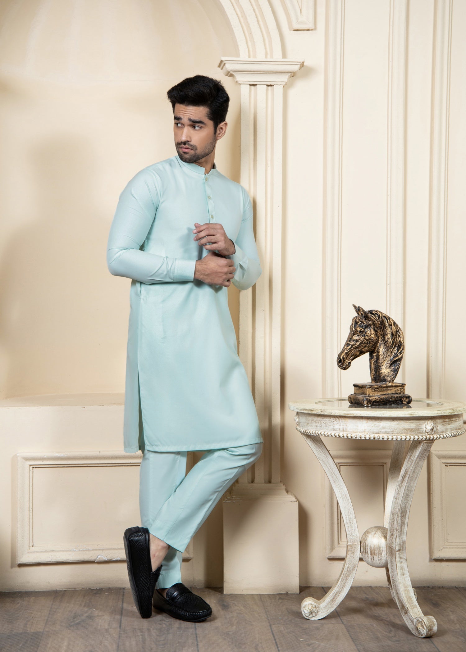 wash & wear Kurta Set in Aquamarine