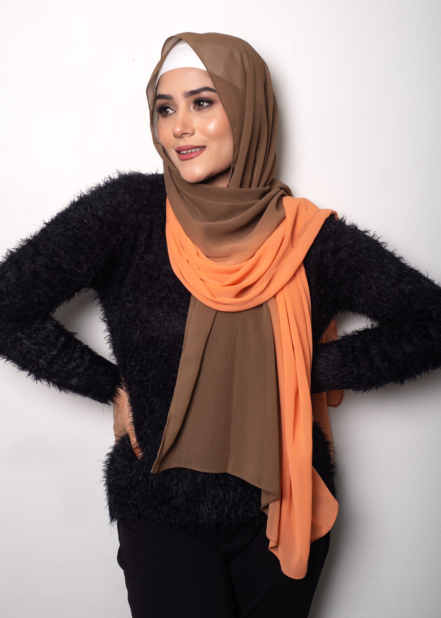 chiffon Hijab in Tangerine