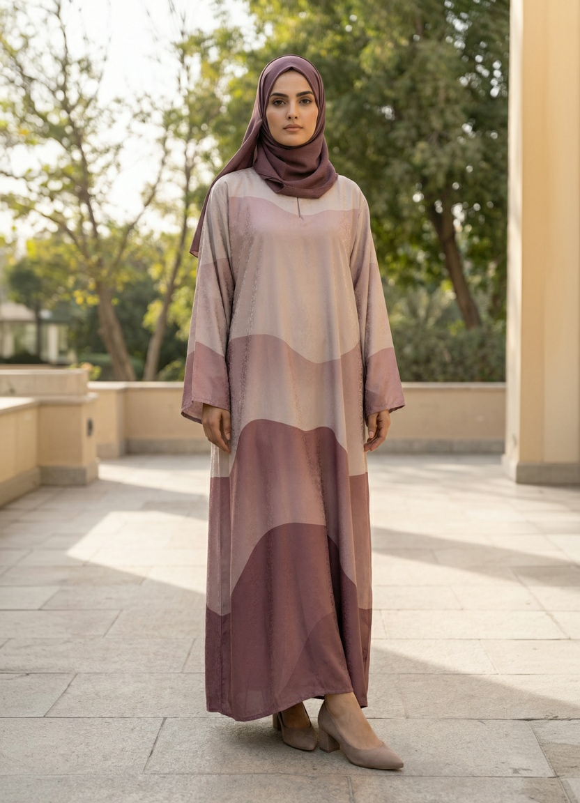 jacquard georgette Abaya in Claret
