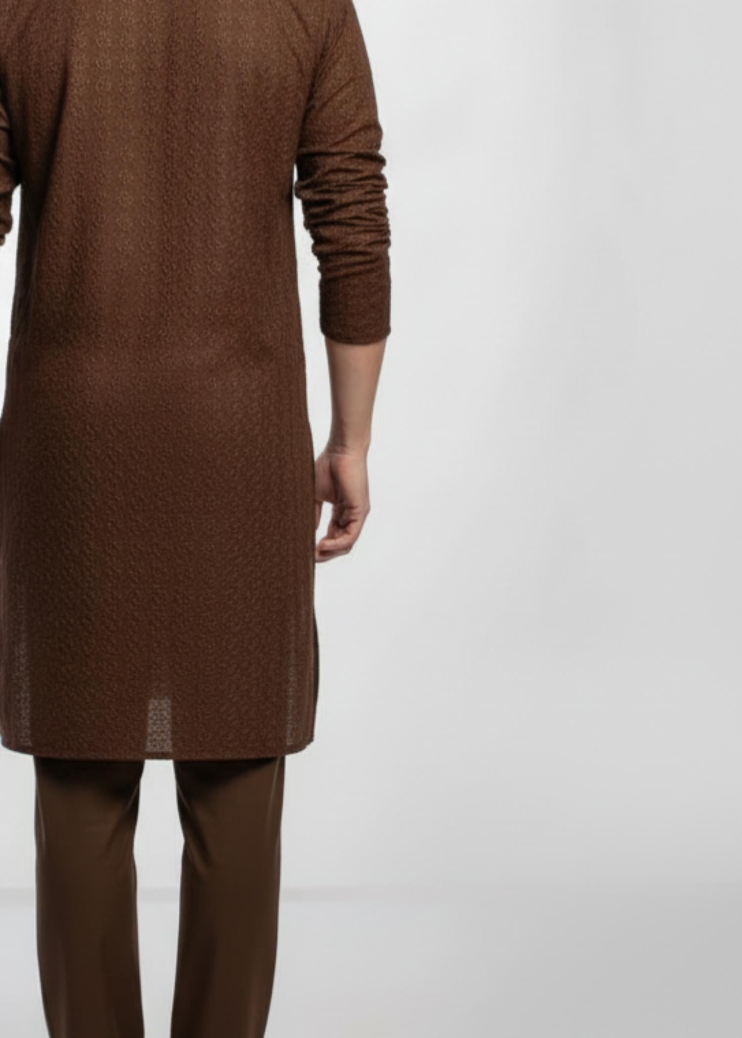 chikankari cotton Kurta Set in Chocolate brown by Decuir