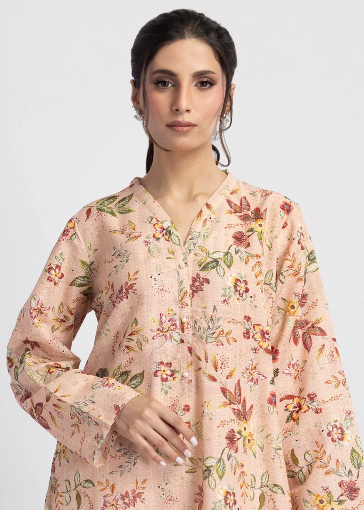 khaddar Kurti in Peach orange