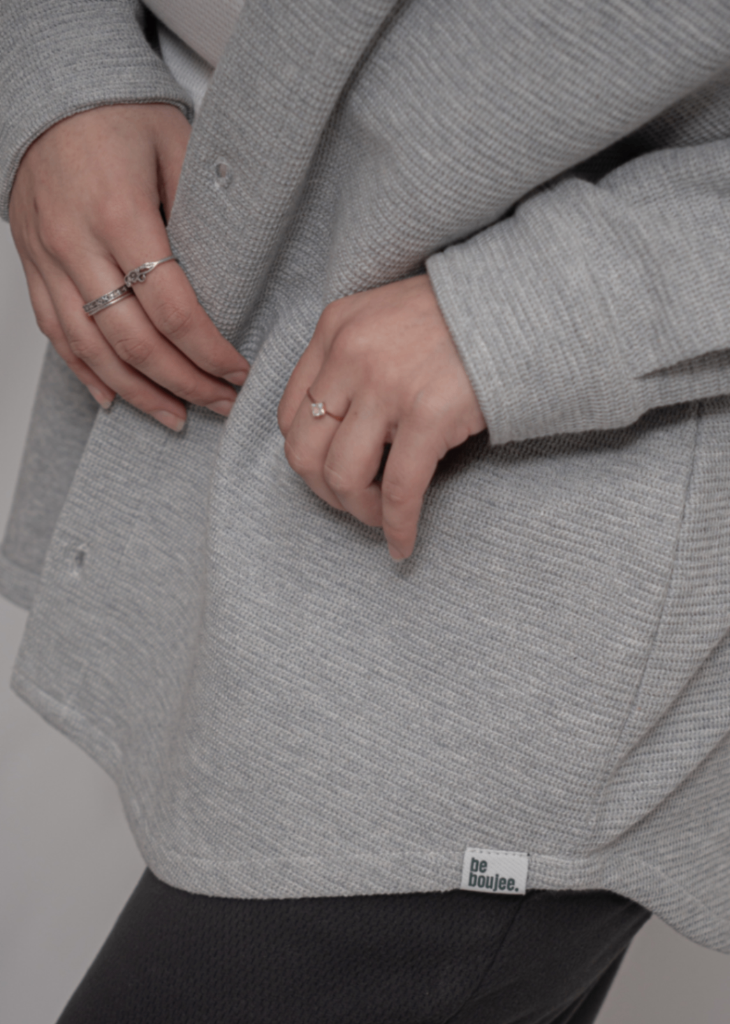 fleece jersey knit Top in Light grey