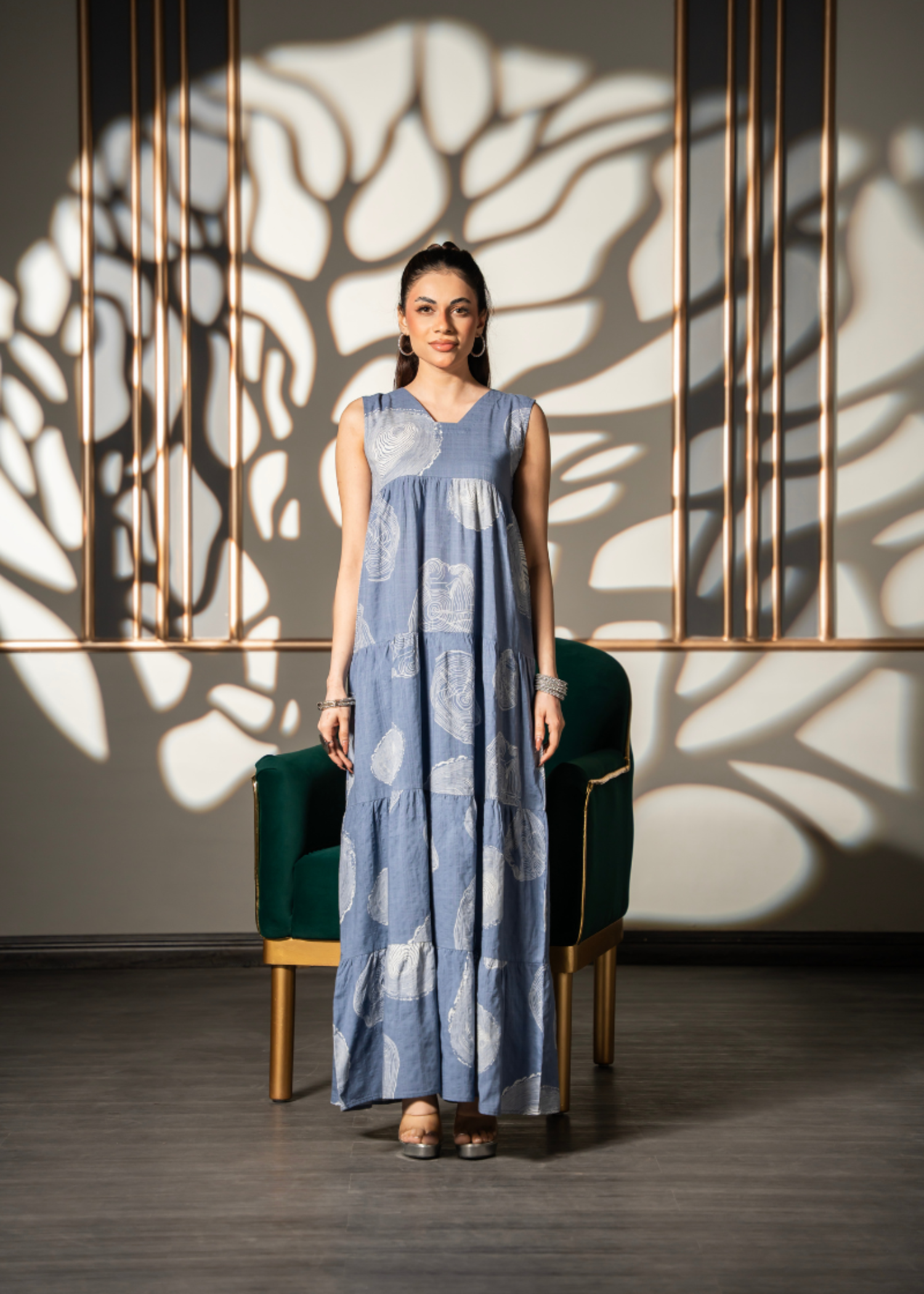 denim-like chambray Dress in Duck egg grey