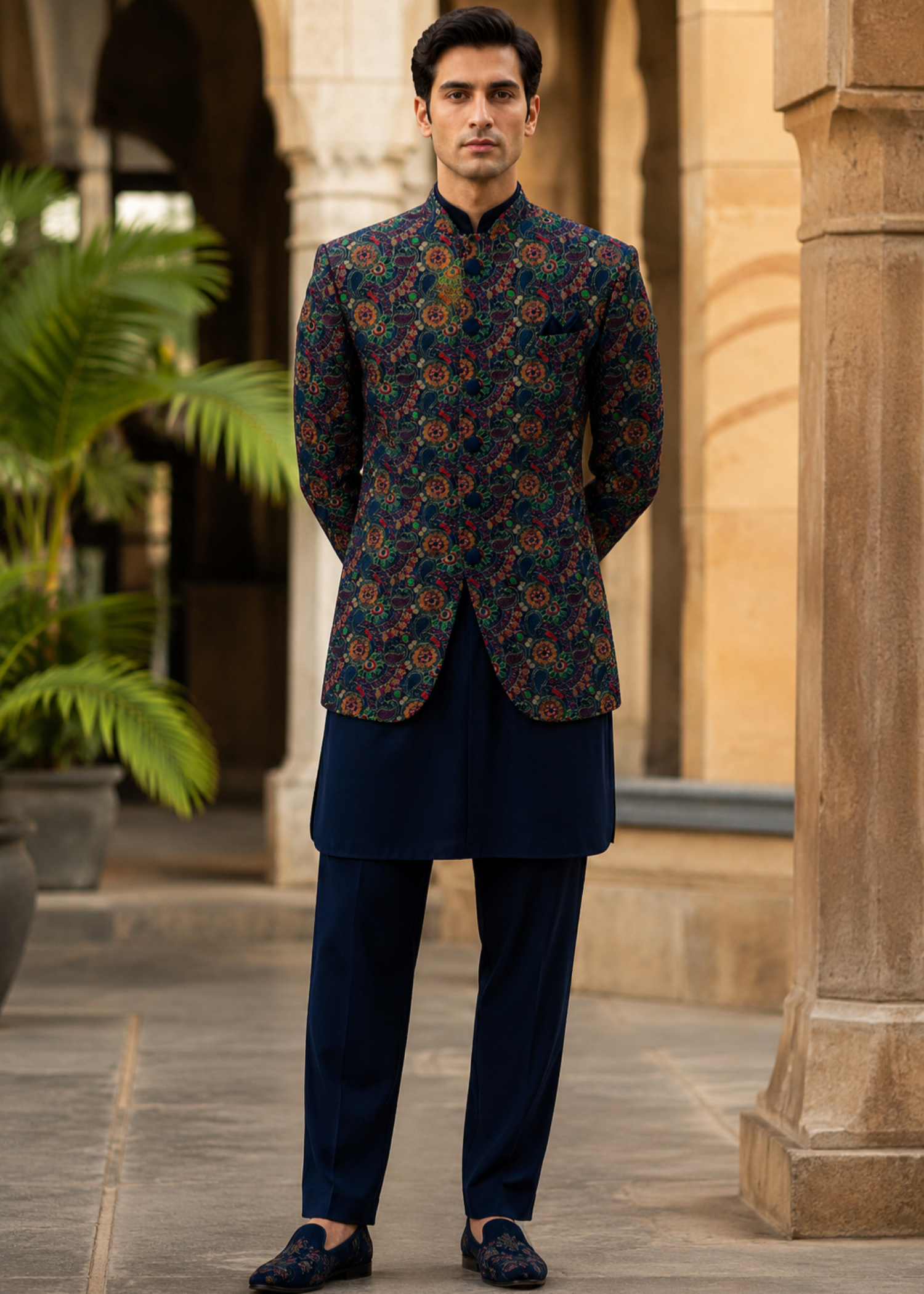 velvet Prince Coat in Dark blue