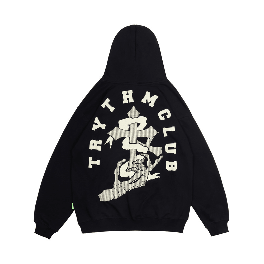 Fashionable Men'S Cross Print Hooded Sweatshirt
