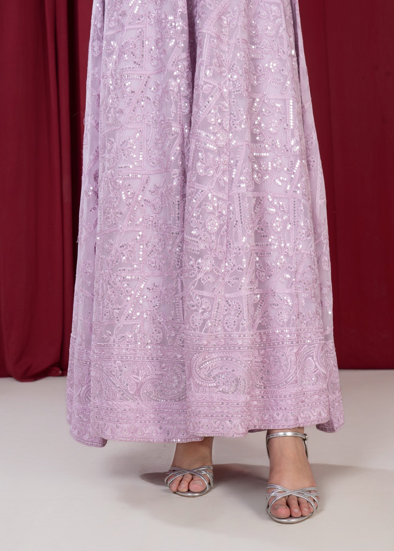 bemberg crinkle chiffon Maxi in Lilac