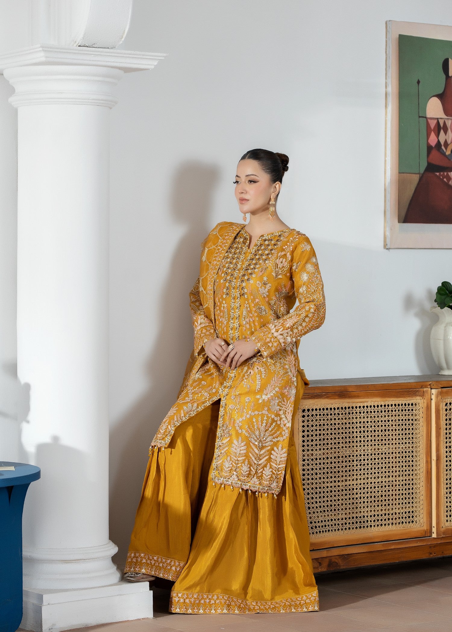 organza Sharara in Mari gold