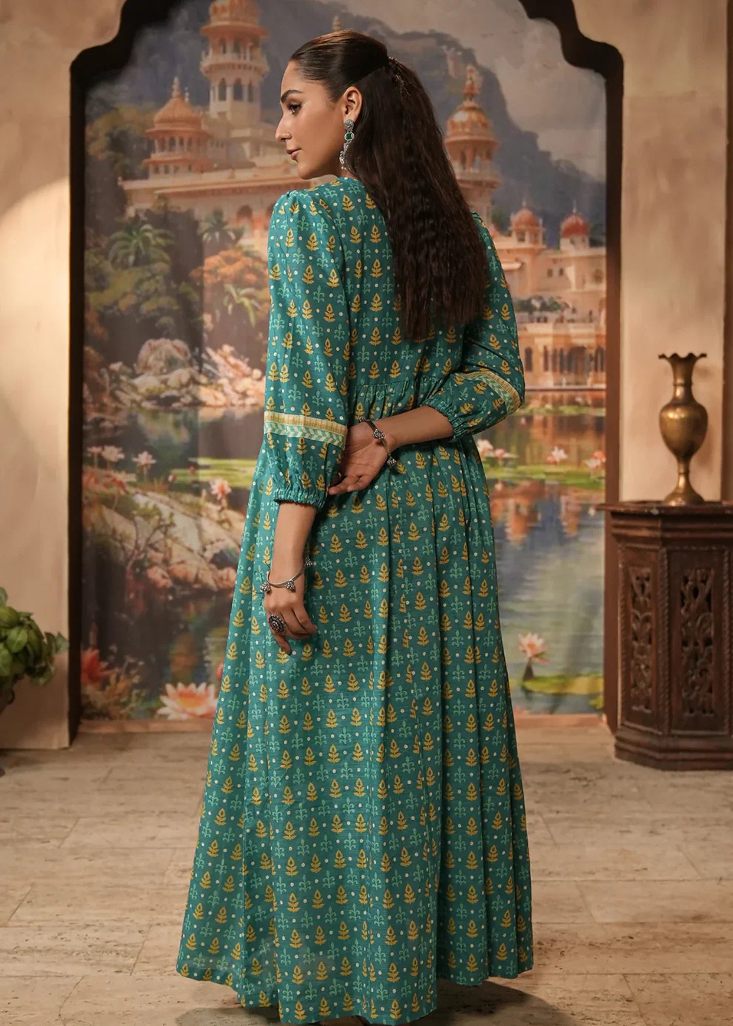 khaddar Unstitched in Sea green