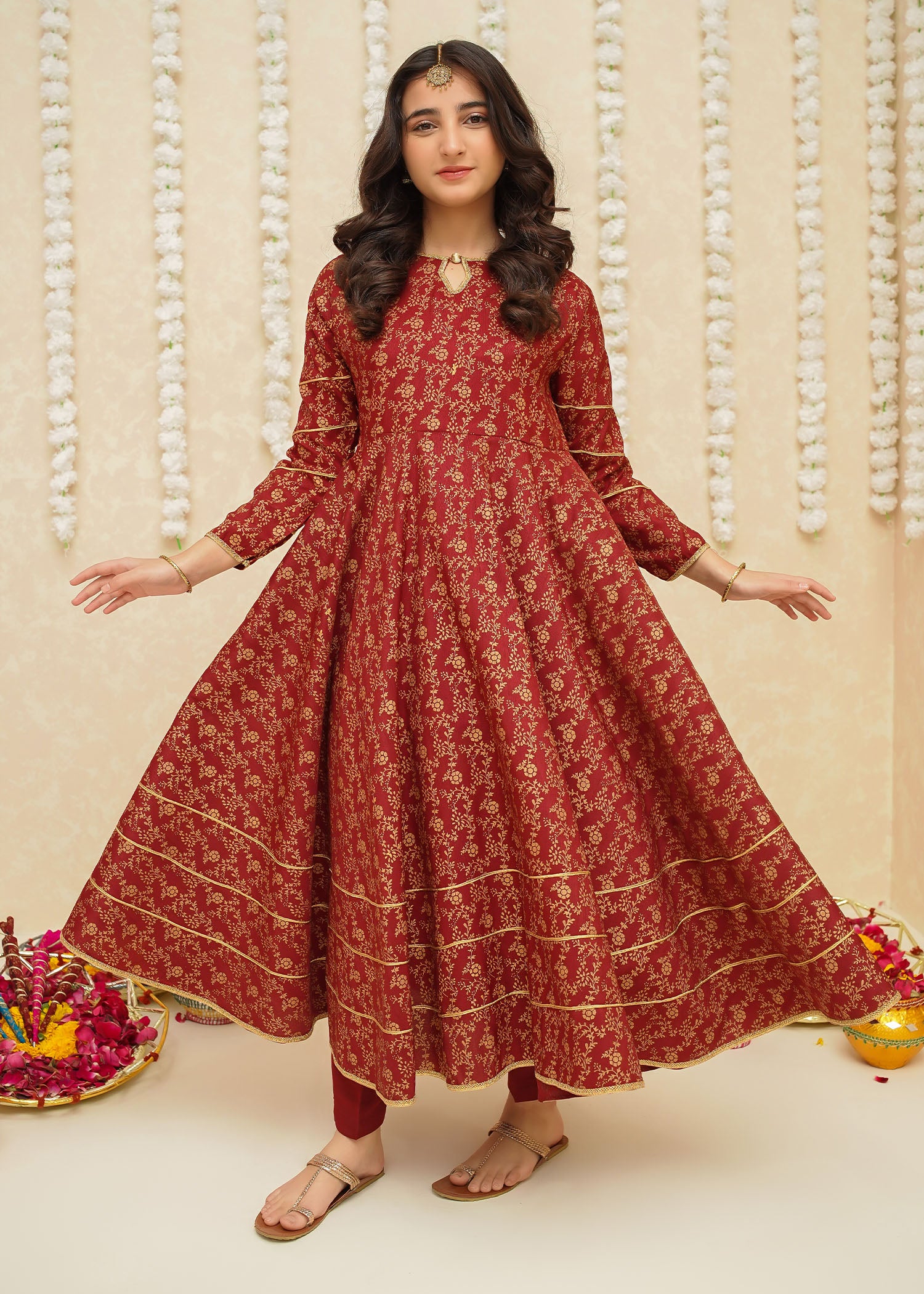 raw silk Pishwas in Maroon