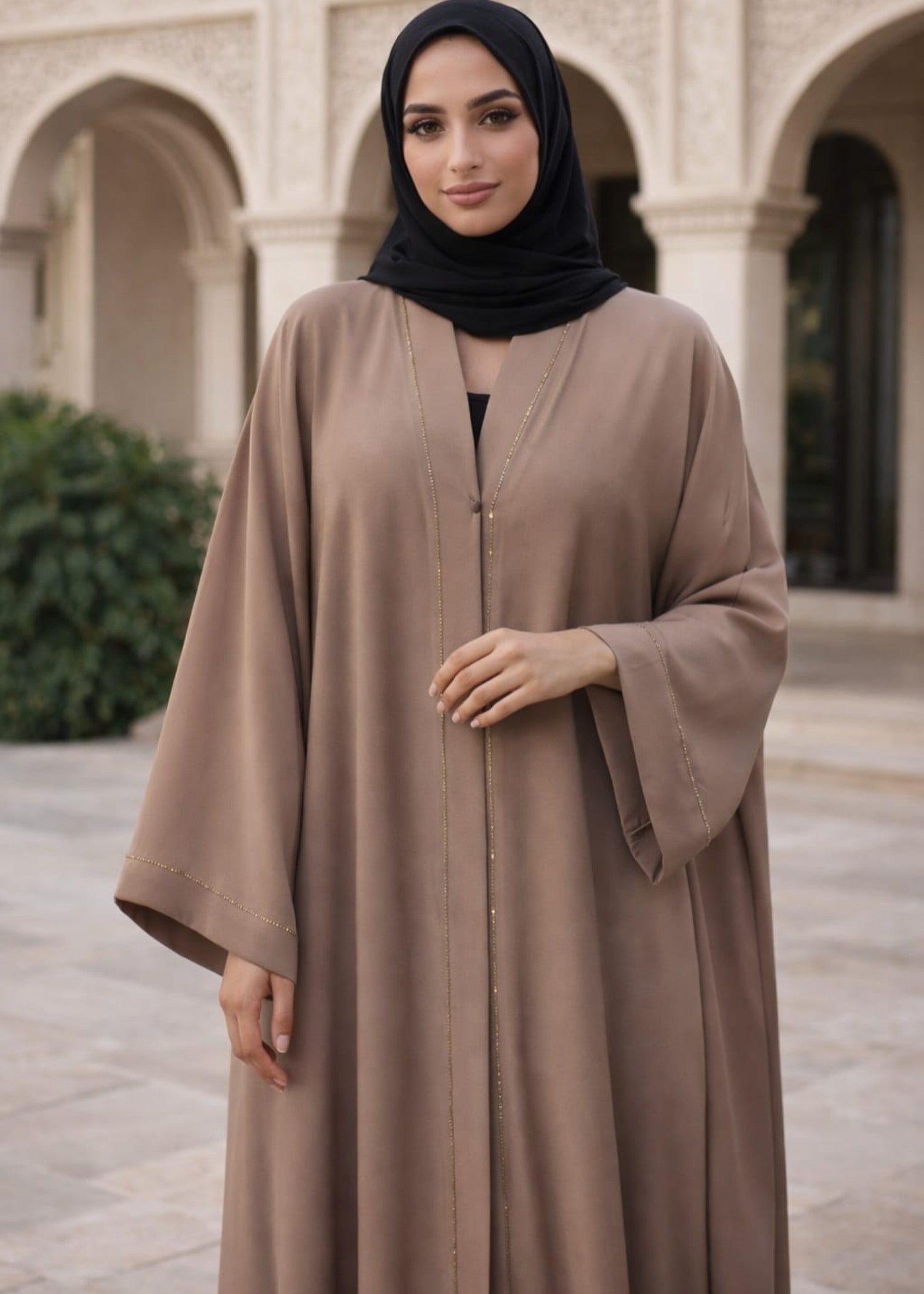 silk Abaya in Camel brown