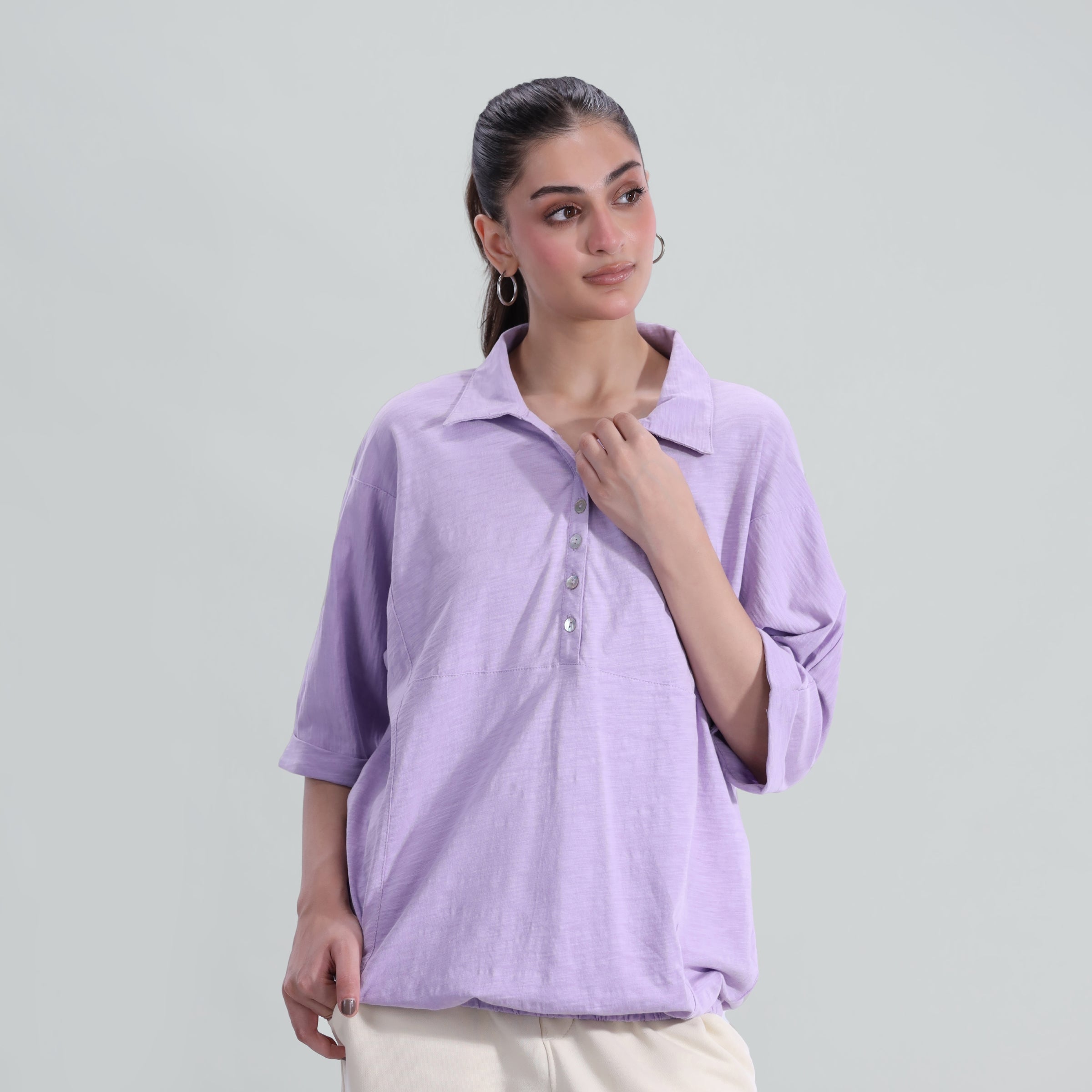 single jersey knit Top in Lilac