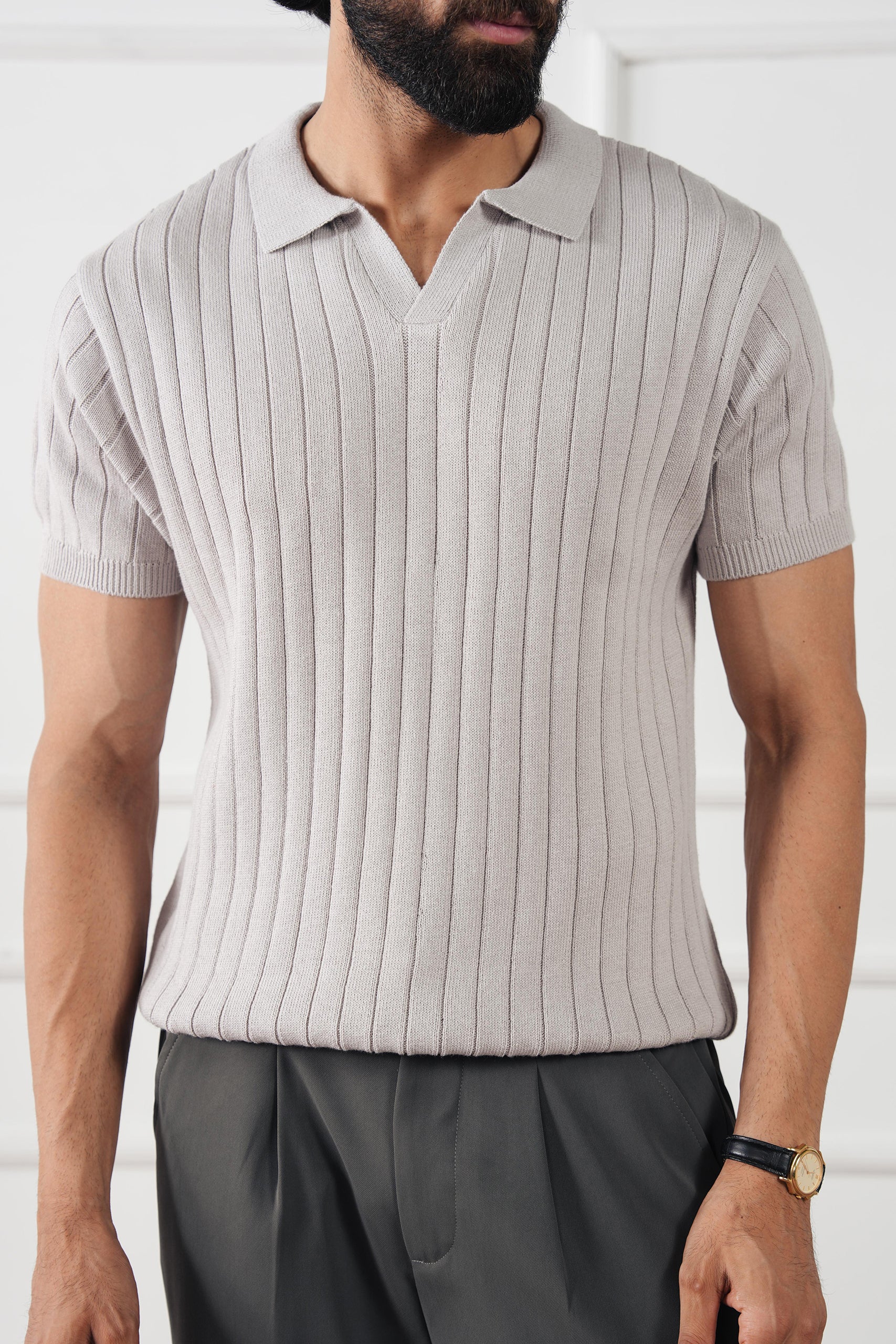cotton jersey Polo Shirt in Light grey
