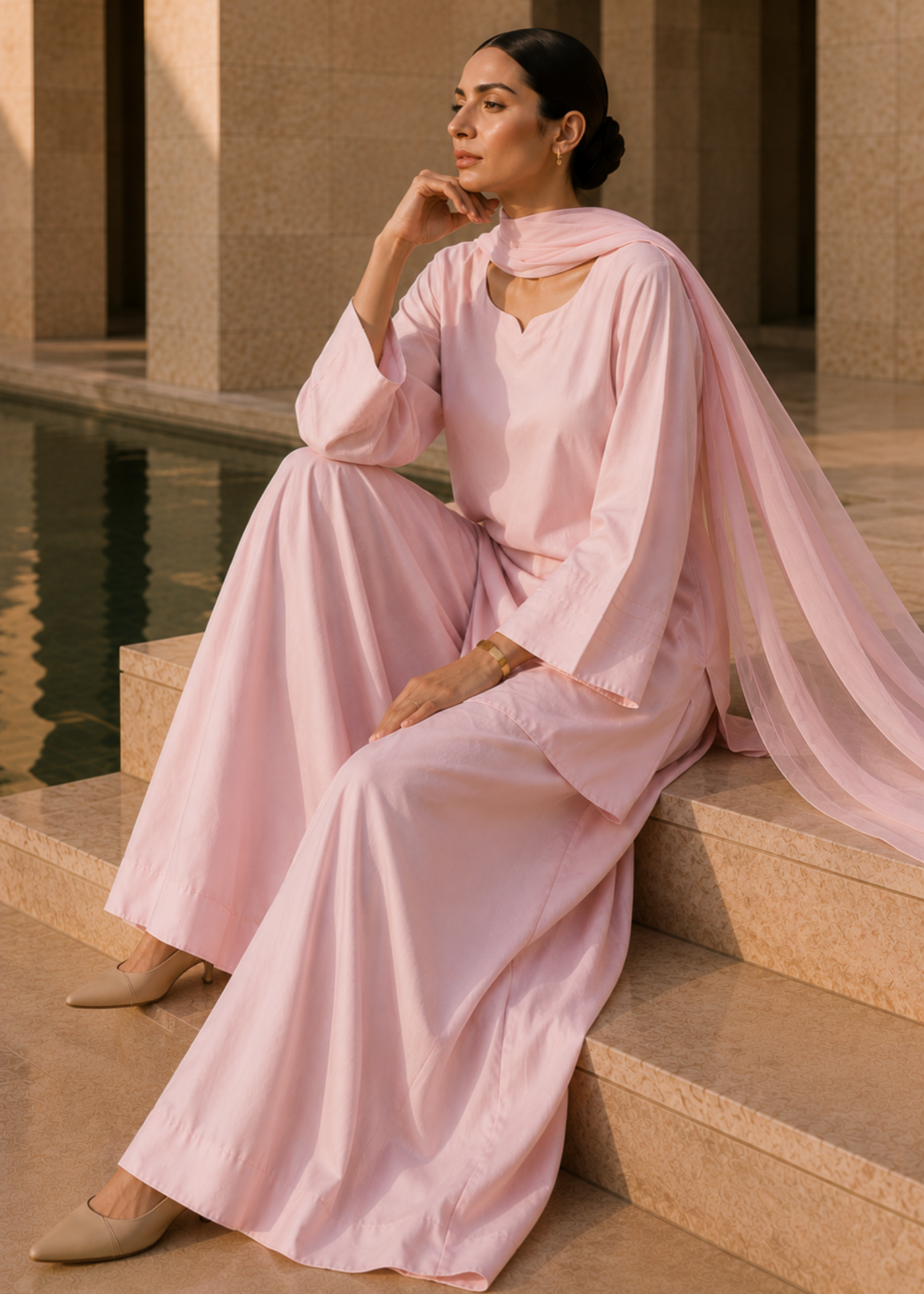 pure cotton Kurta Set in Rose pink