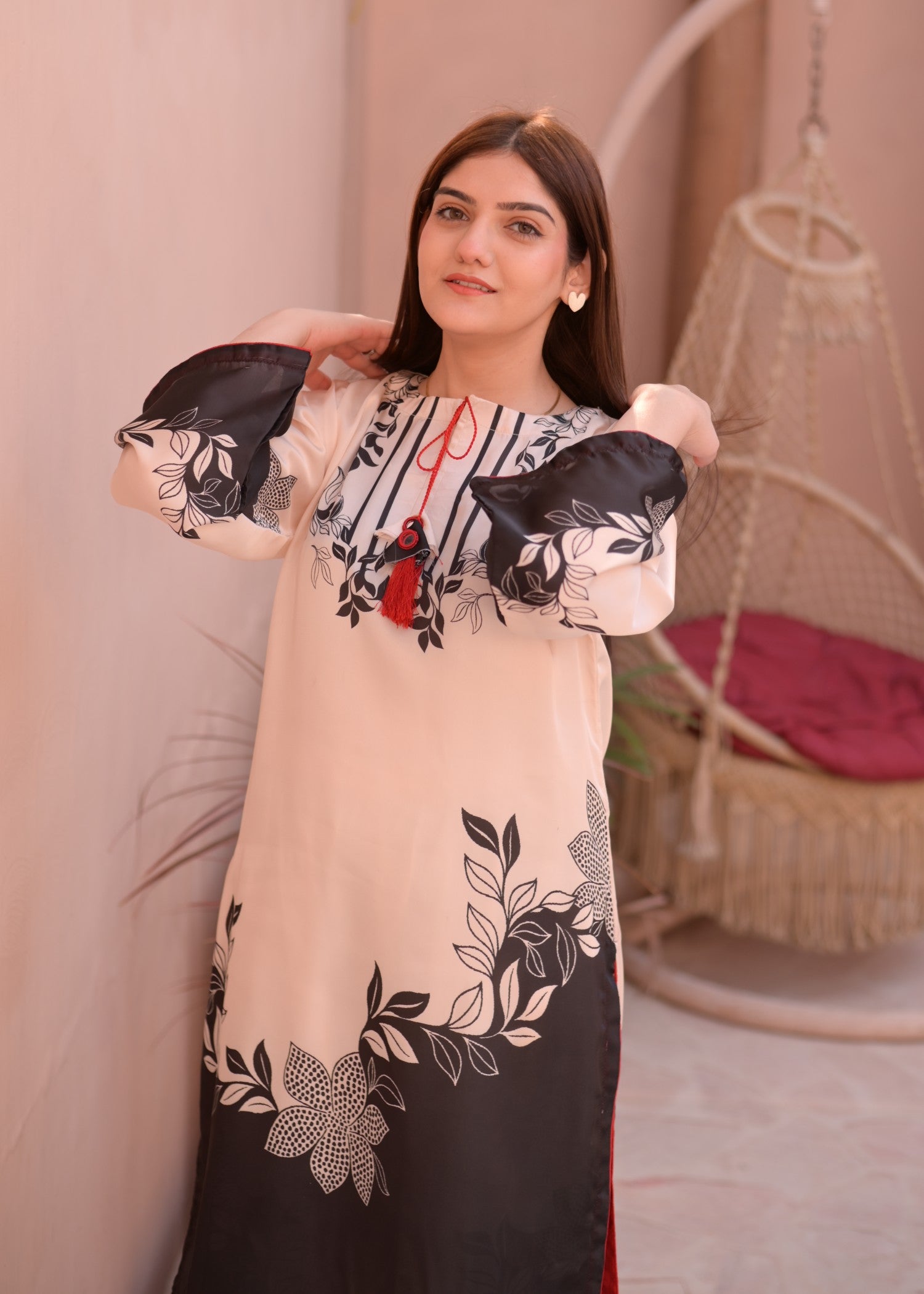 silk charmeuse Co Ord Sets in Beige, black