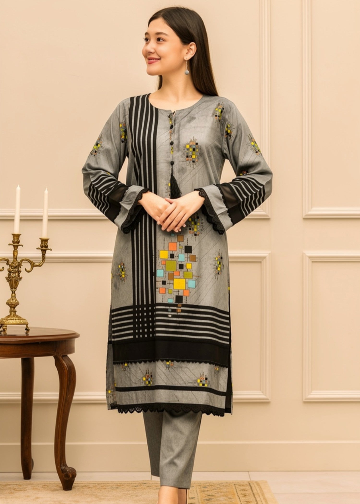 lawn Unstitched in Grey