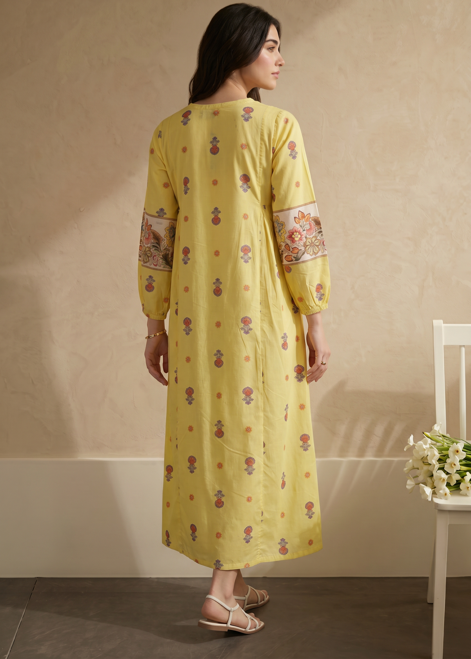 lawn Dress in Yellow