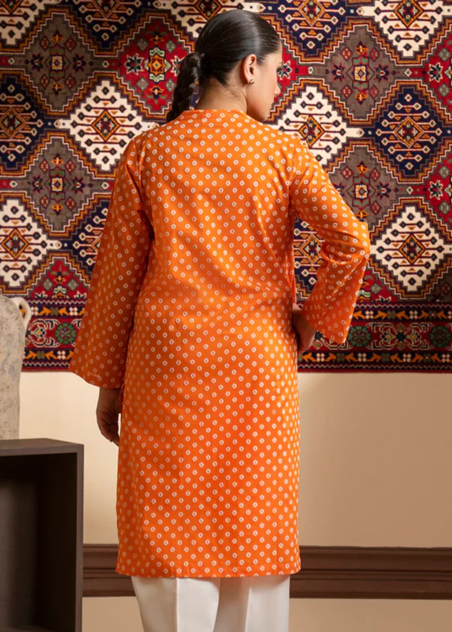 lawn Kurti in Orange