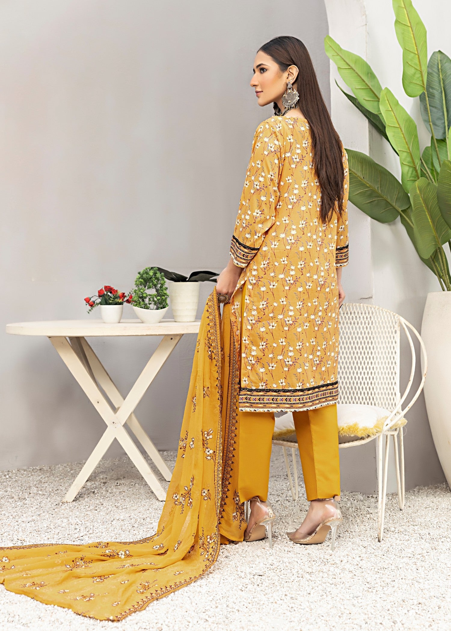 lawn Unstitched in Mustard