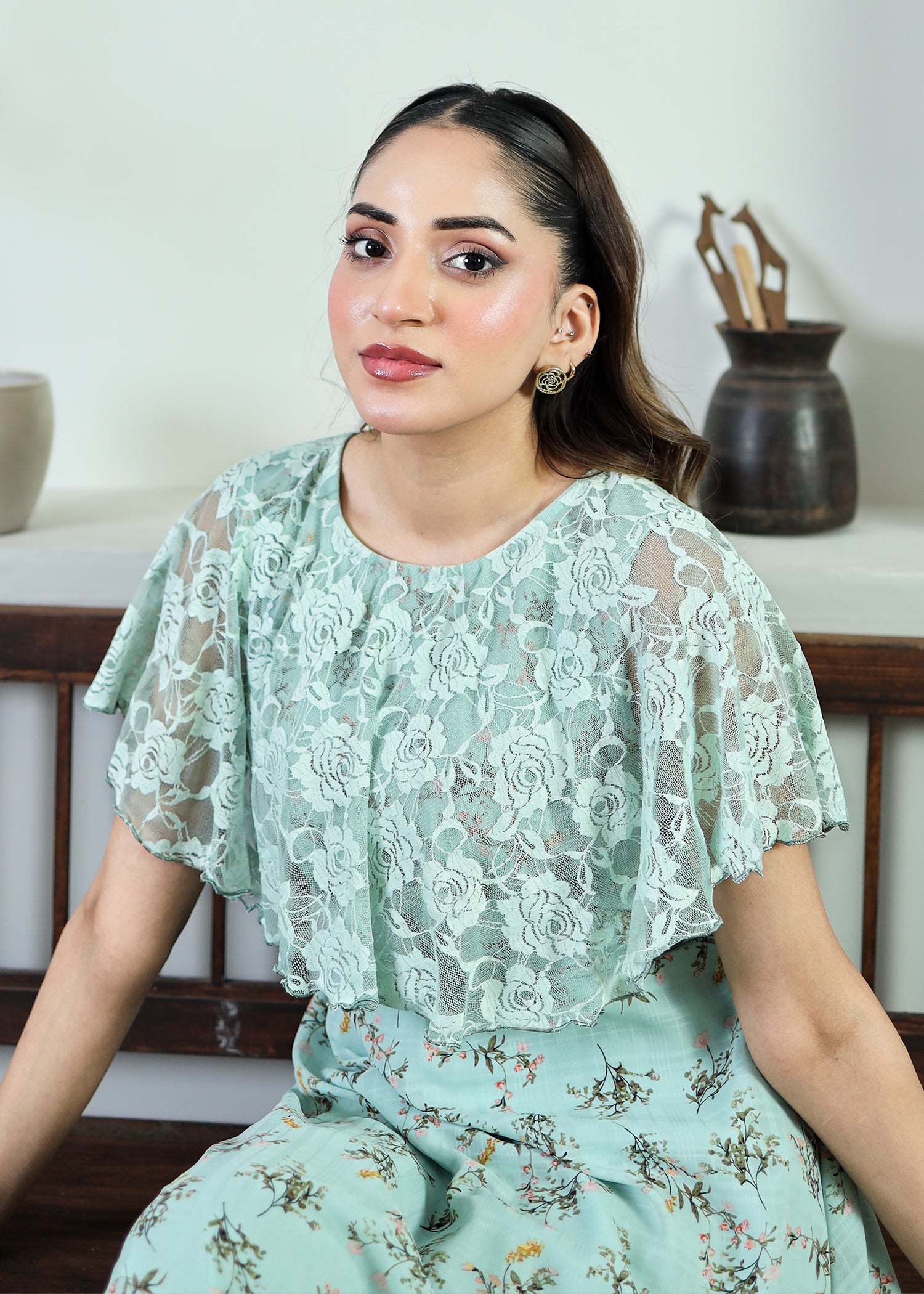 georgette chiffon Dress in Aquamarine