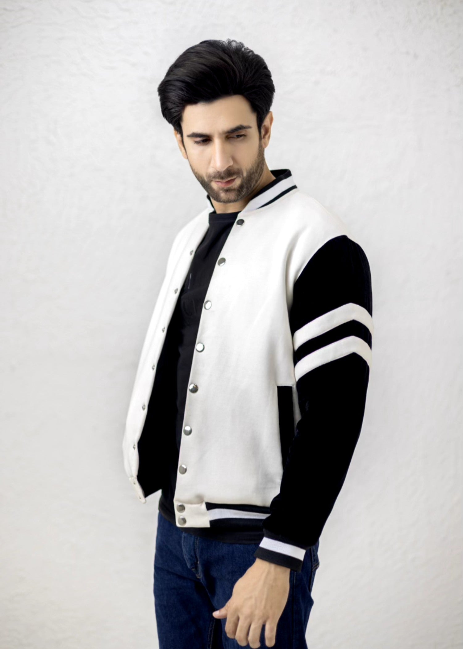 fleece Jacket in Black, off-white by Decuir