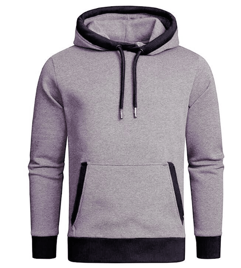 Solid Color plus Fleece Hooded Sweater Loose Men'S Clothing