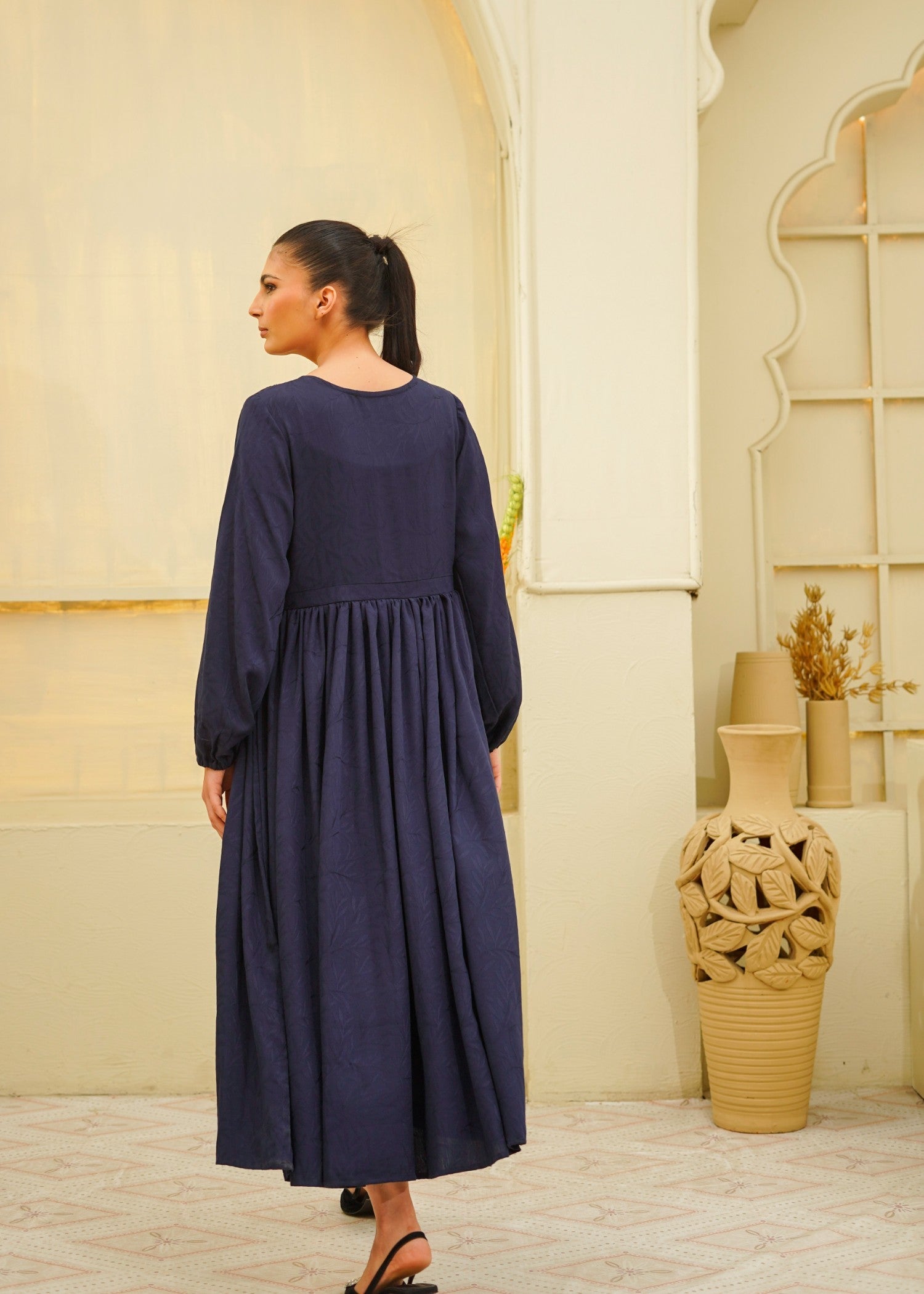 cotton viscose Maxi in Navy blue
