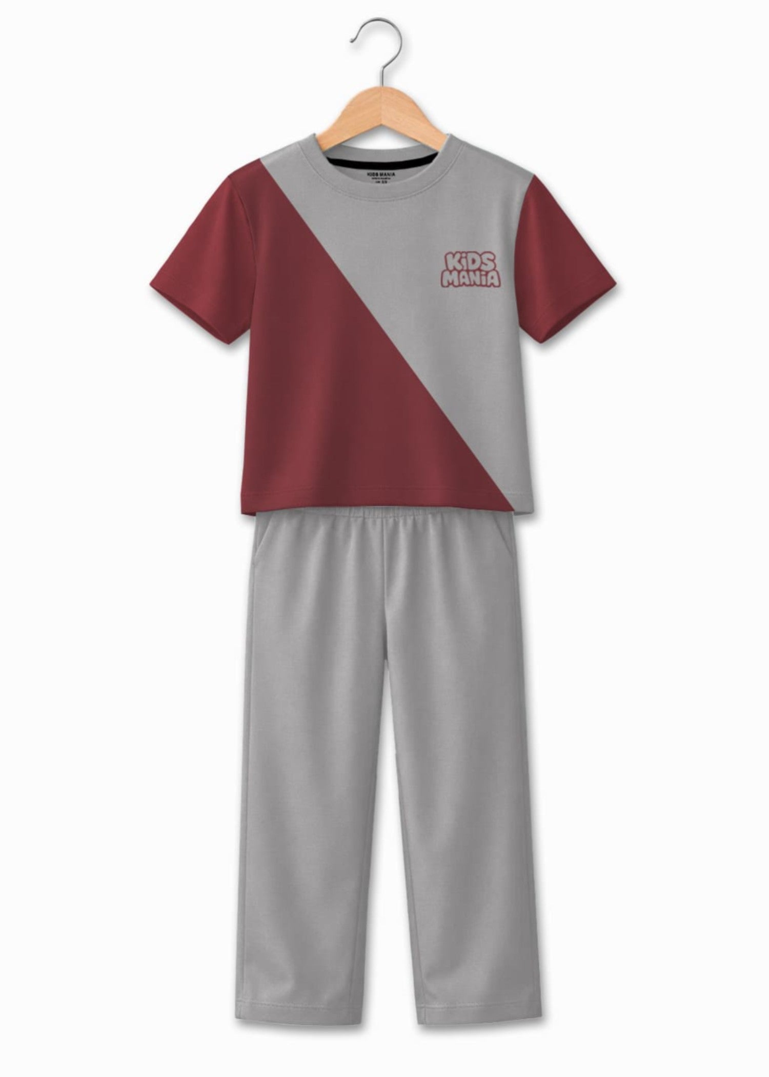 interlock knit Tracksuit in Ash grey, maroon