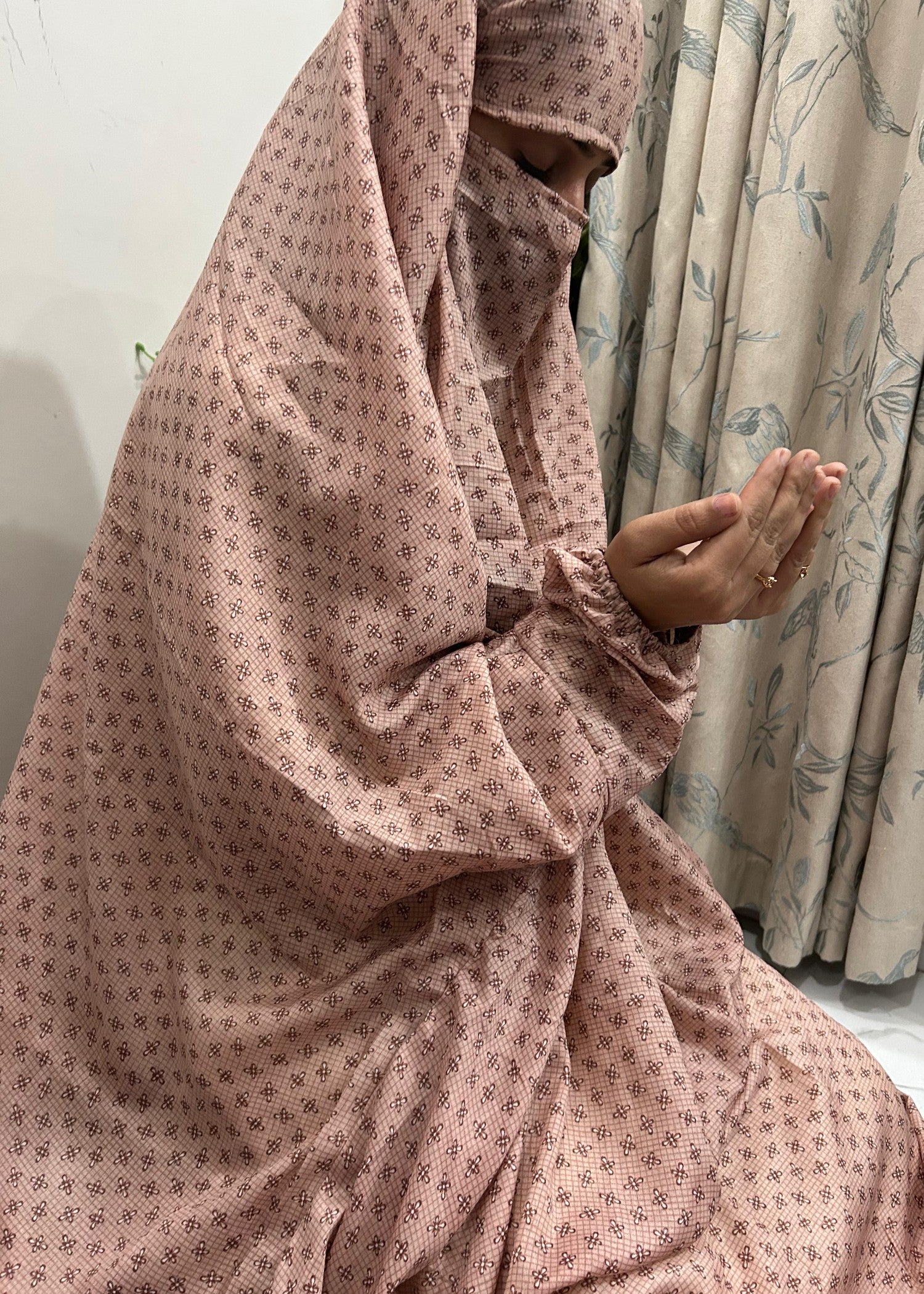 cotton linen Chaddar in Peach pink