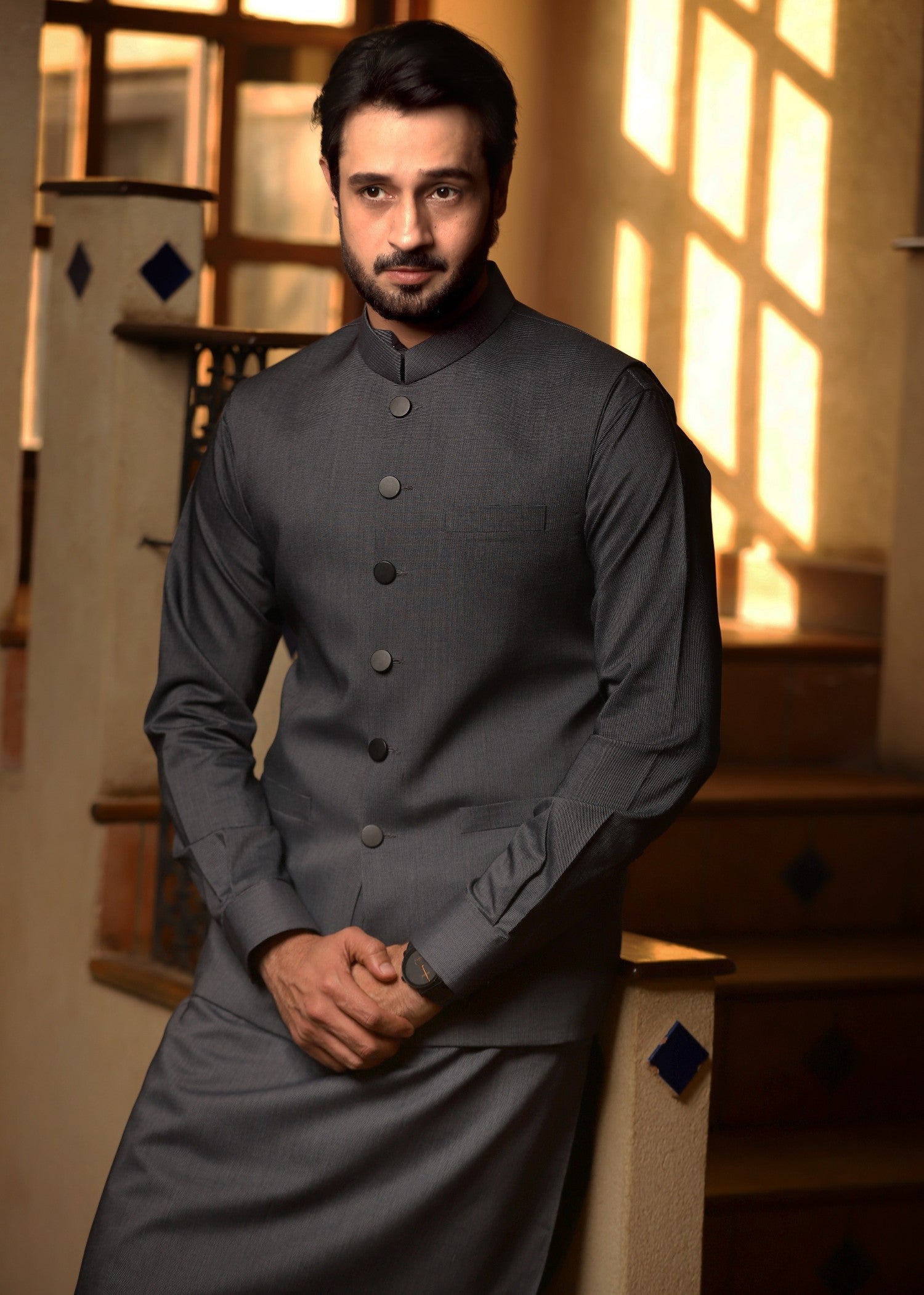 cotton Waistcoat in Charcoal