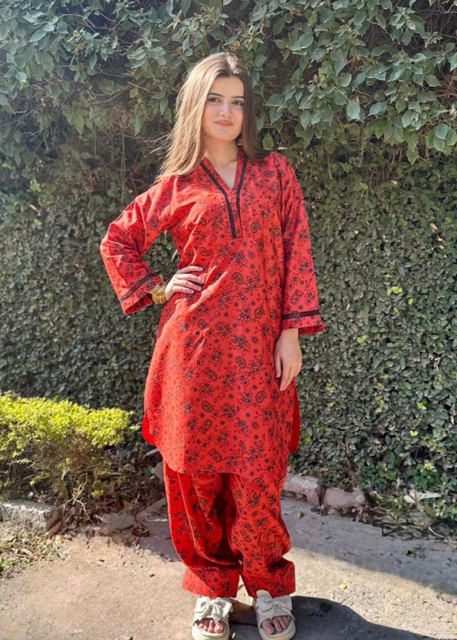 arabic lawn Co Ord Sets in Rust orange