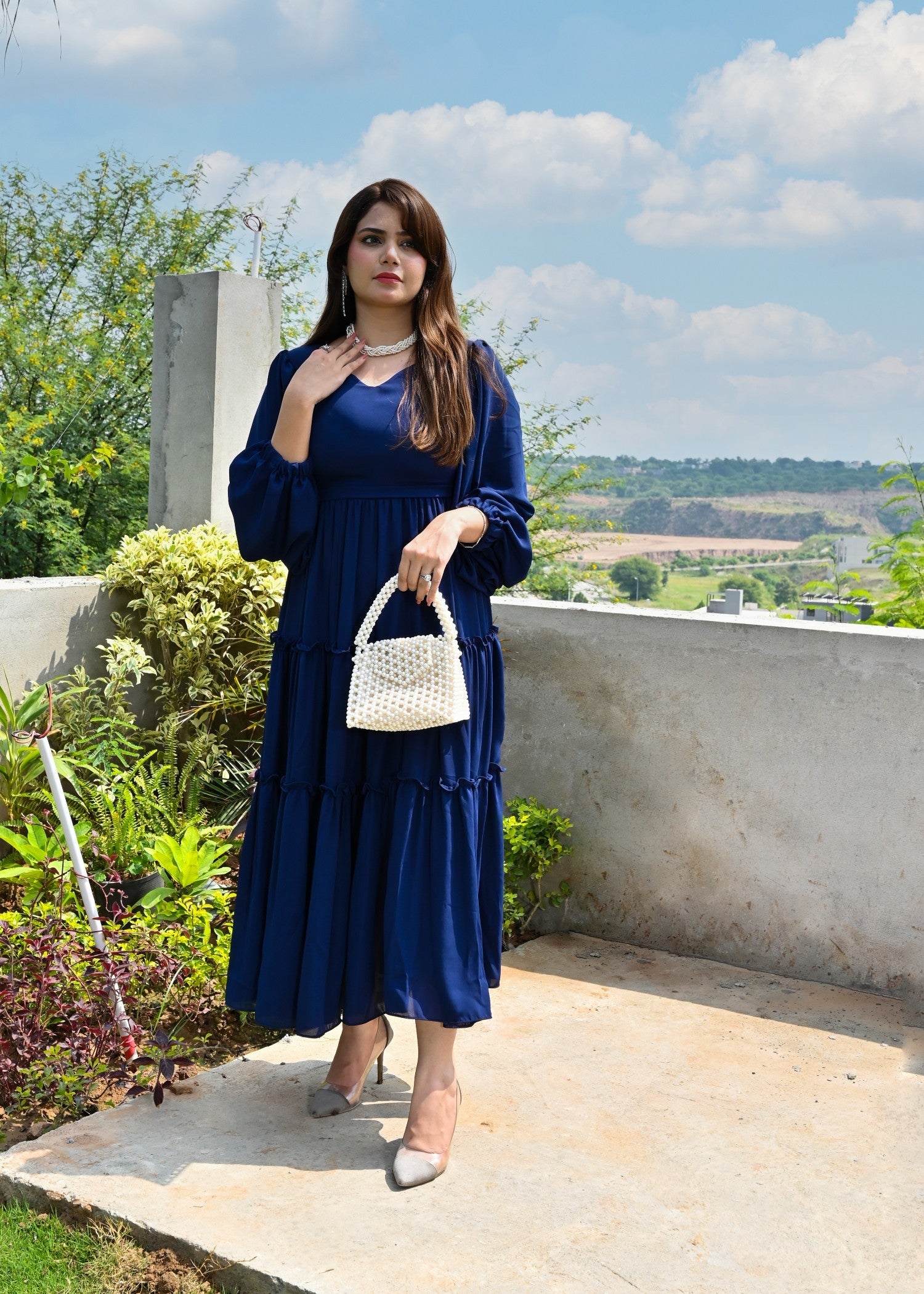 georgette Dress in Blue