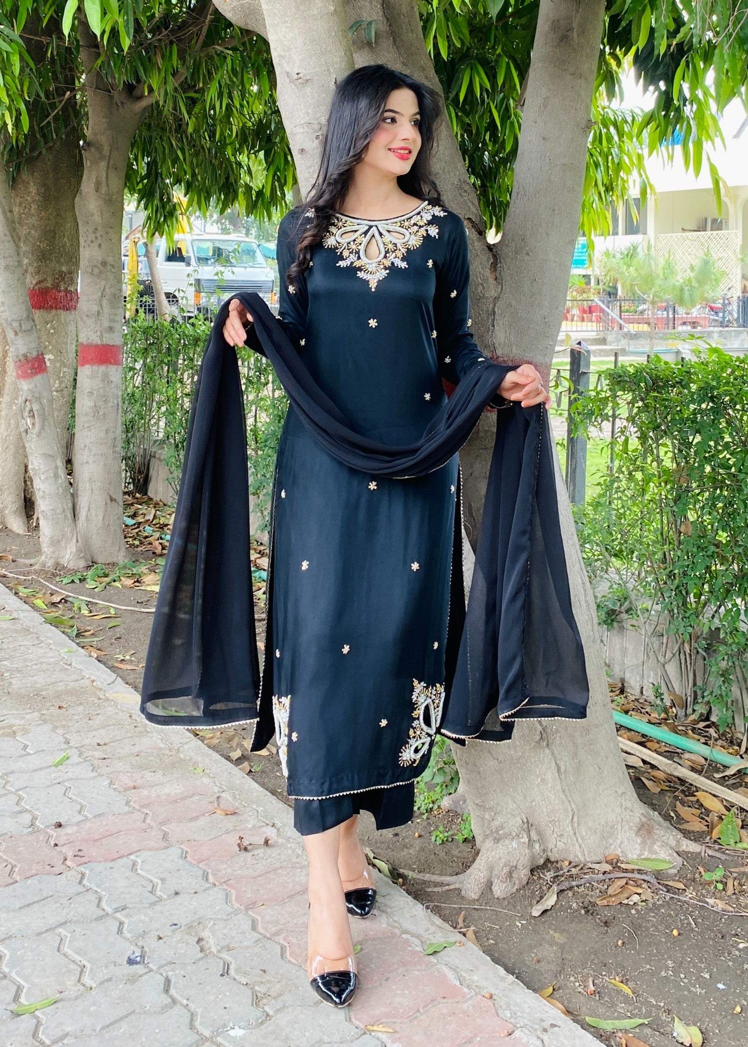 viscose Kurta Set in Black