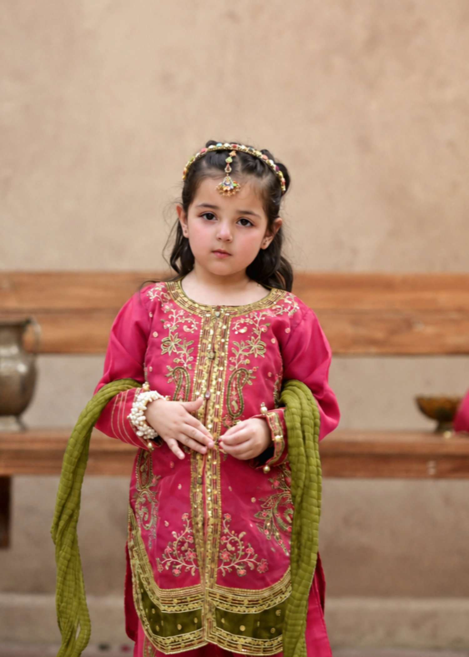 organza Kurta Set in Magenta haze