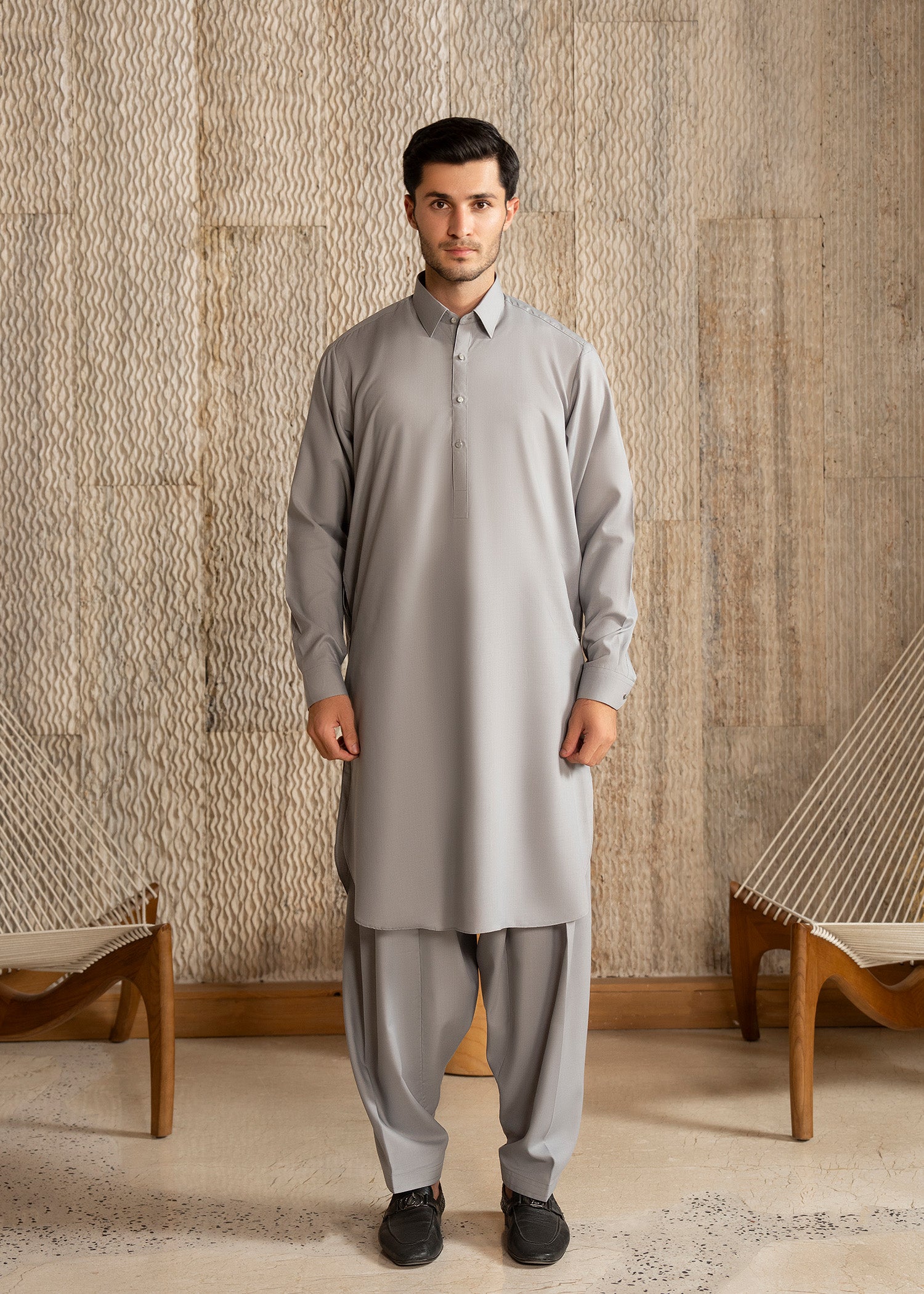 wash & wear Shalwar Kameez in Ash grey