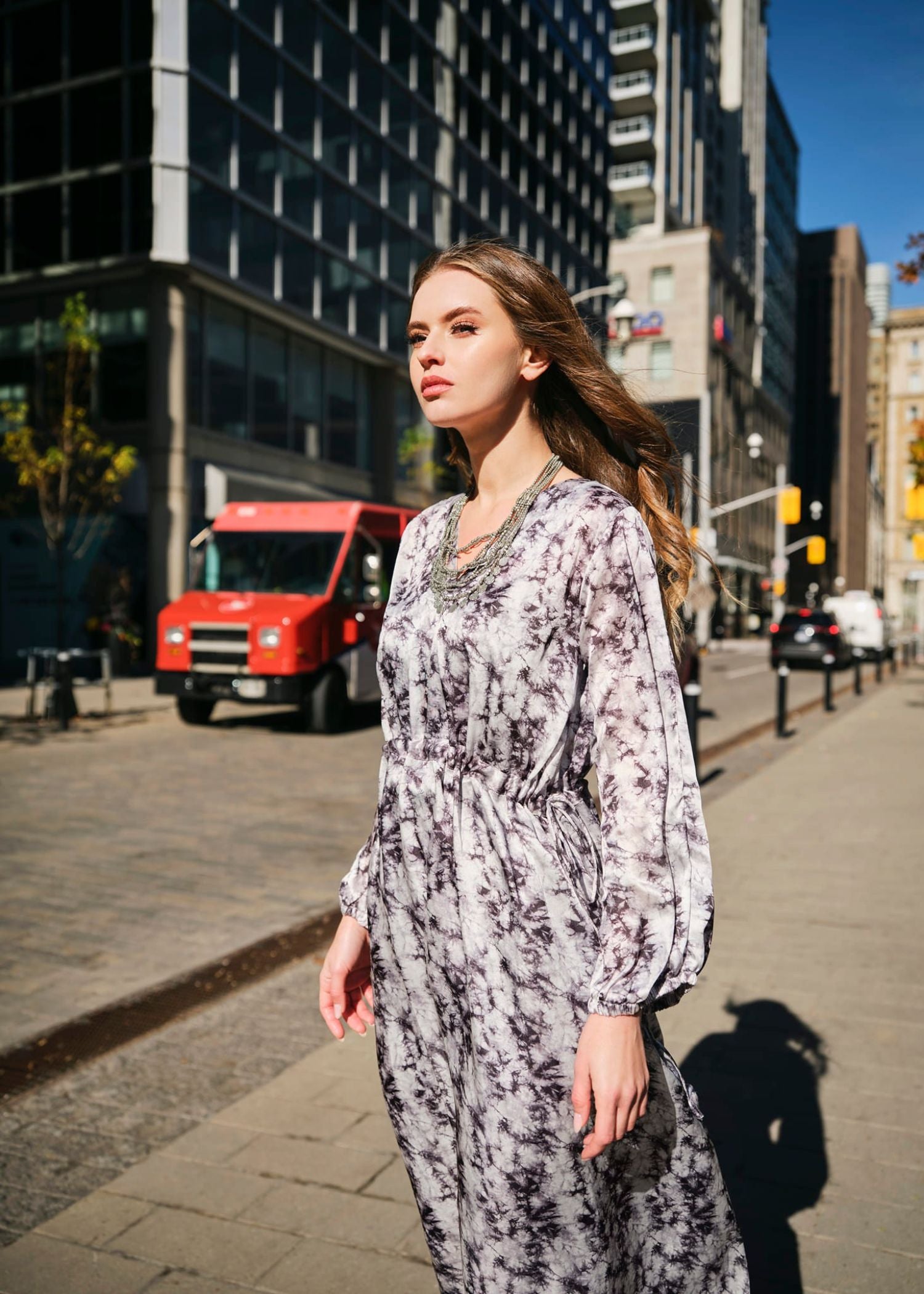 silk Dress in Grey