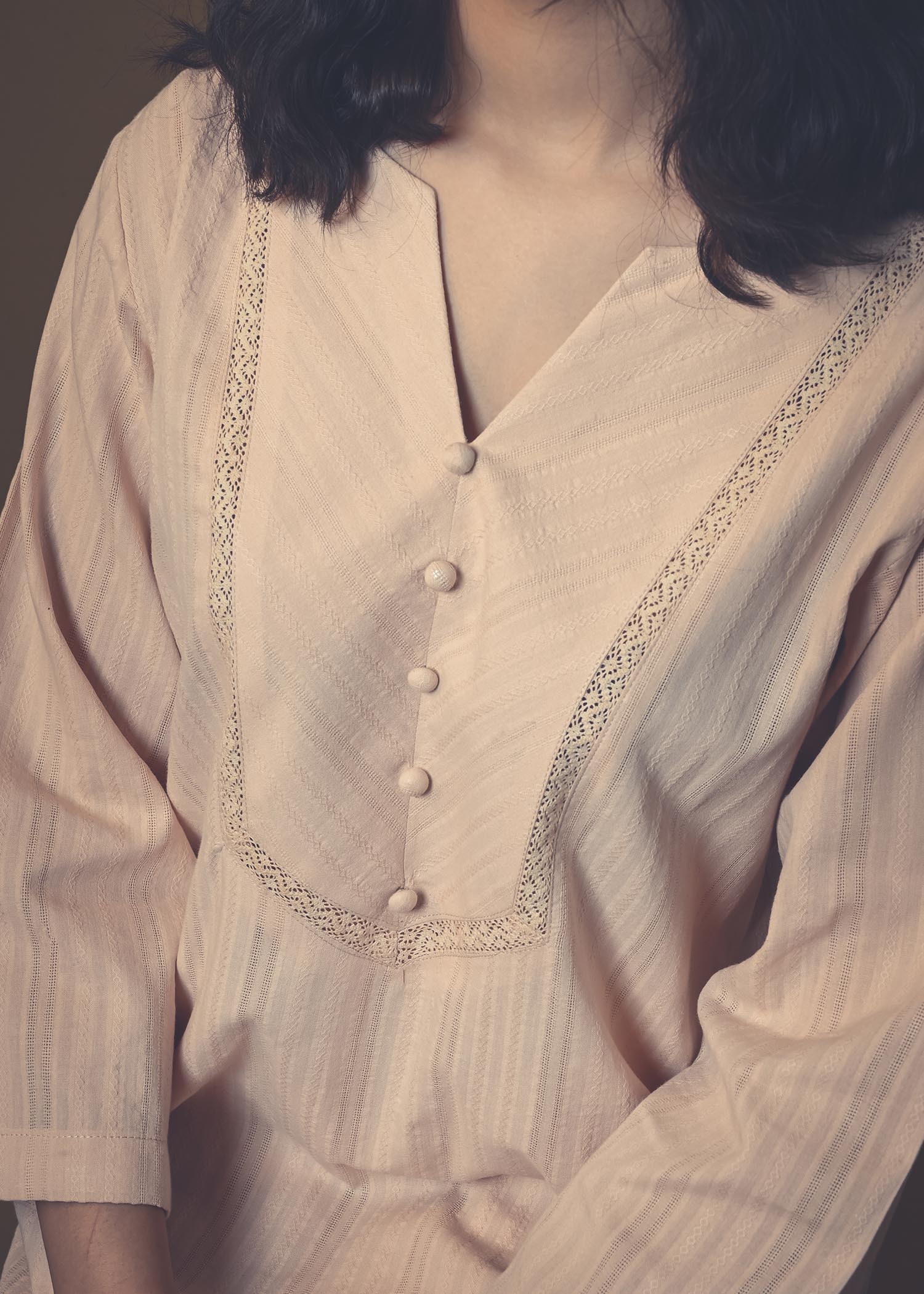 cotton dobby Kurta Set in Beige