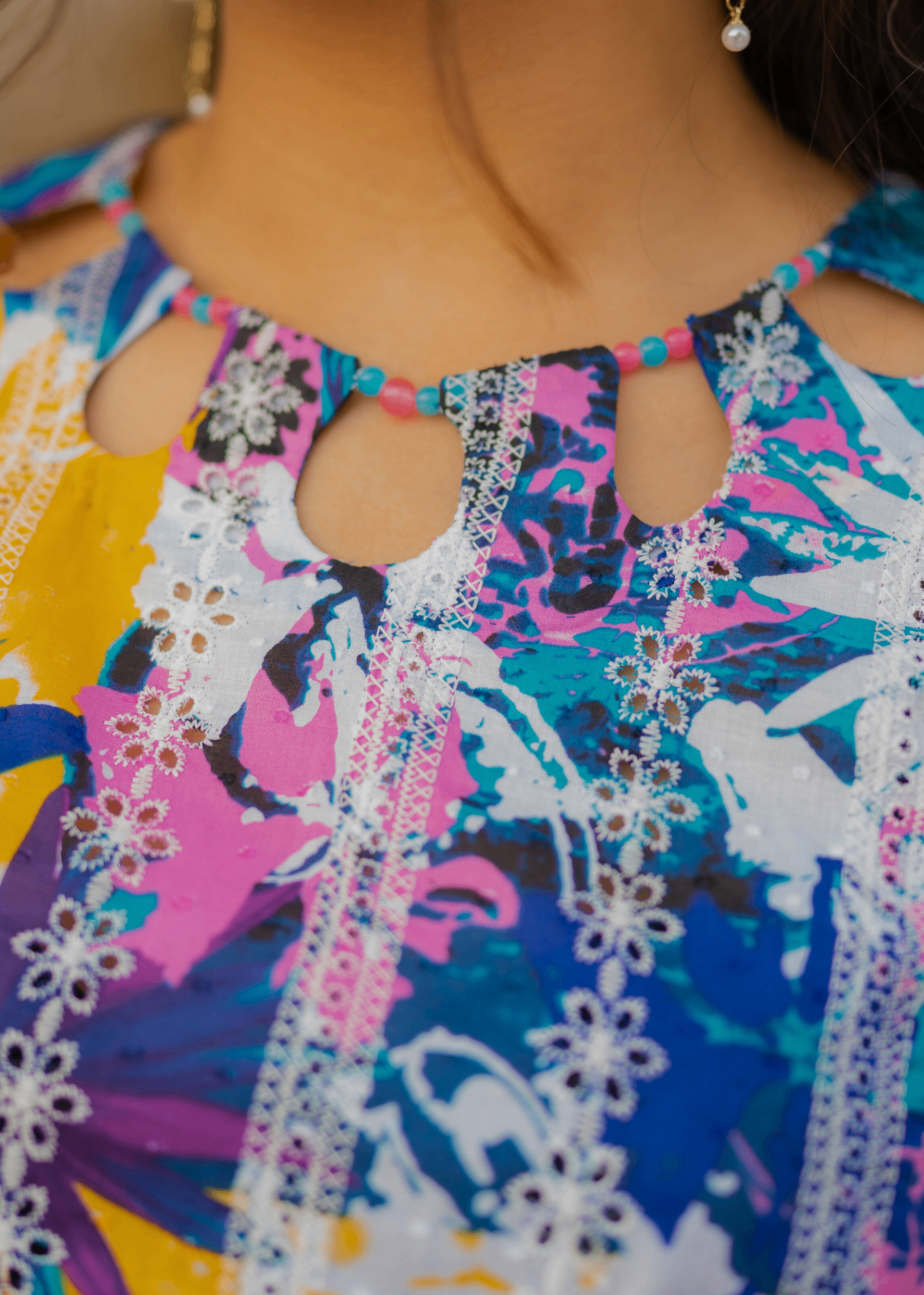 chikankari cotton Kurti in Dark blue