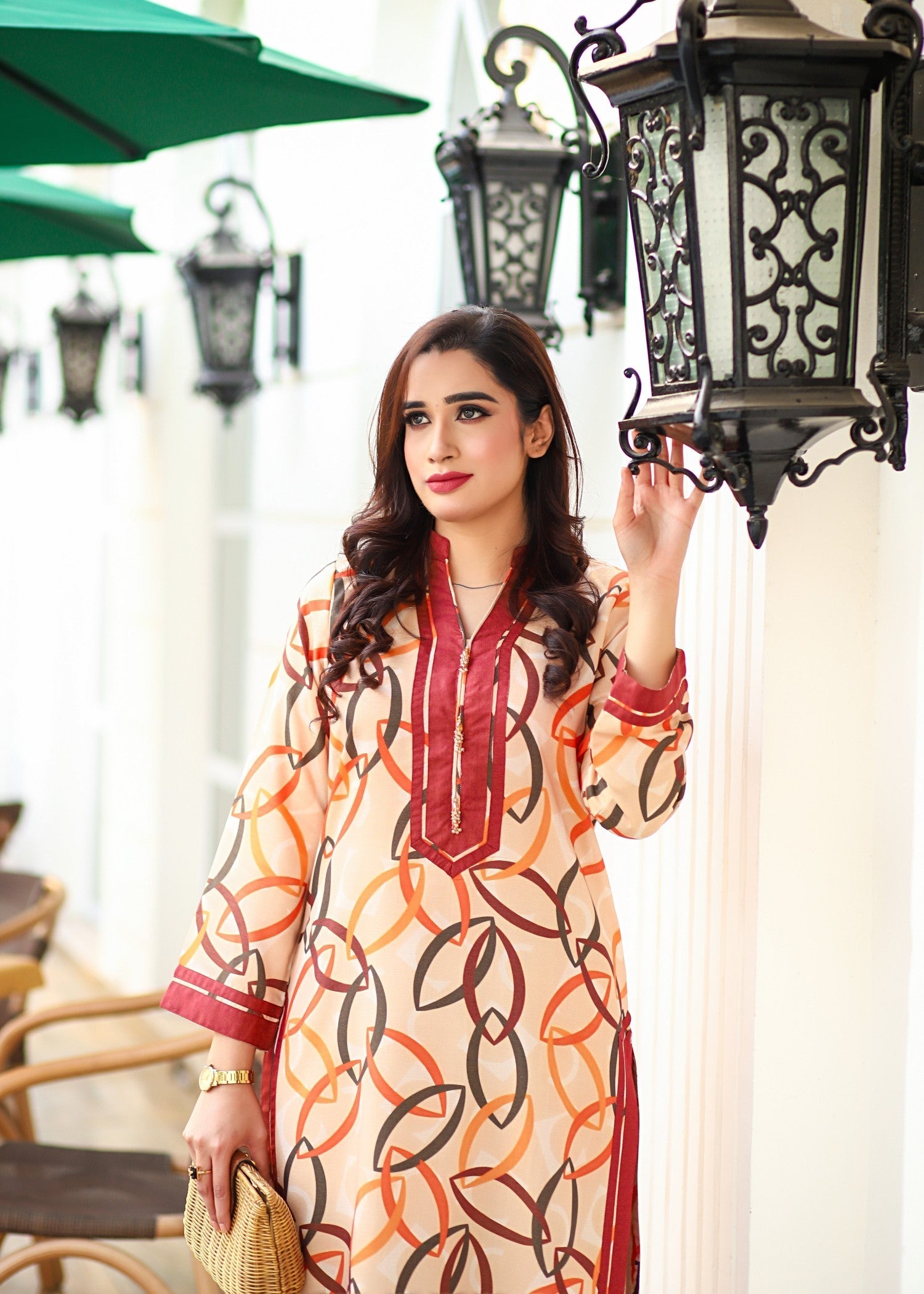 chambray Kurta Set in Multi