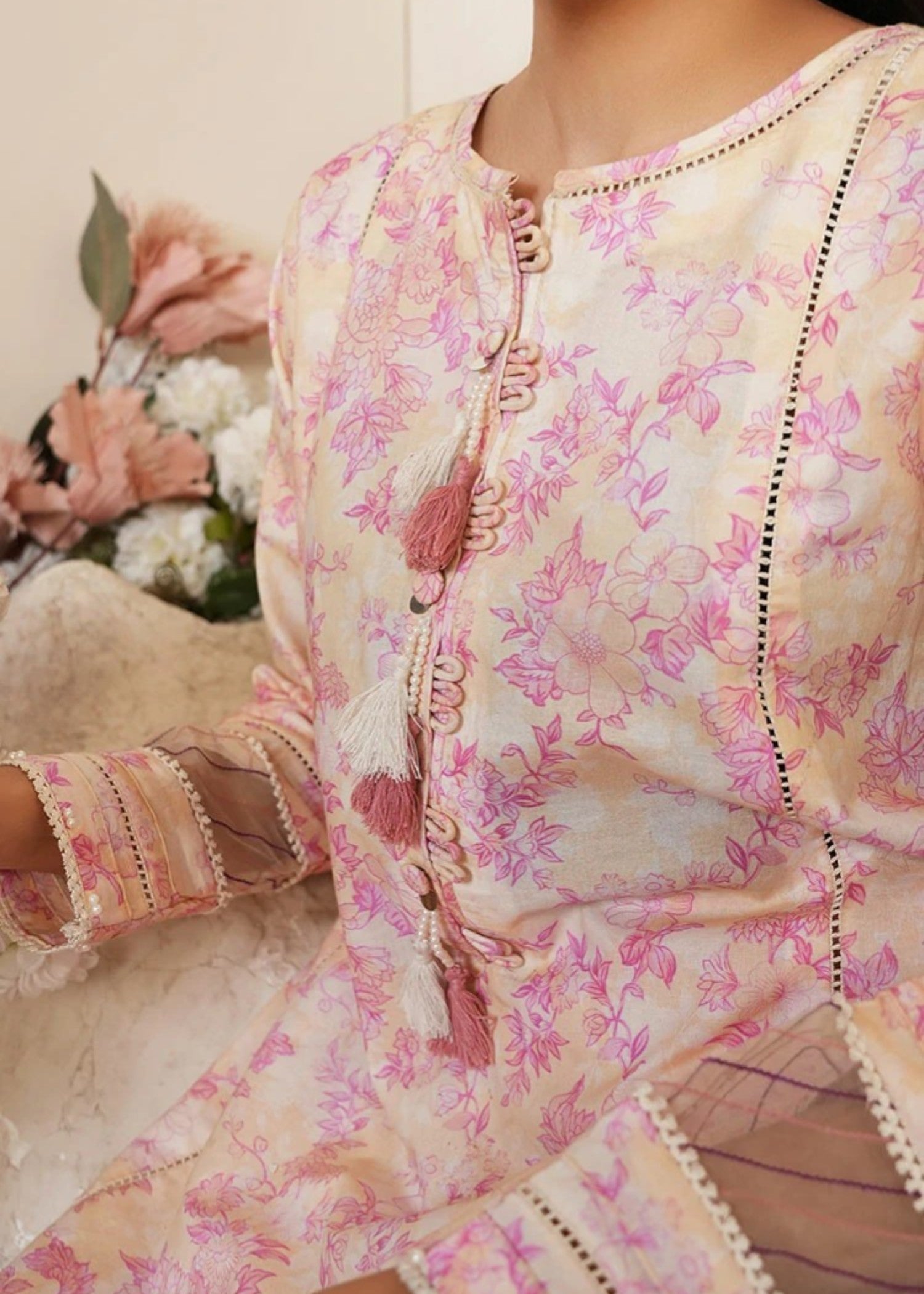 cambric Co Ord Sets in Pink, light yellow