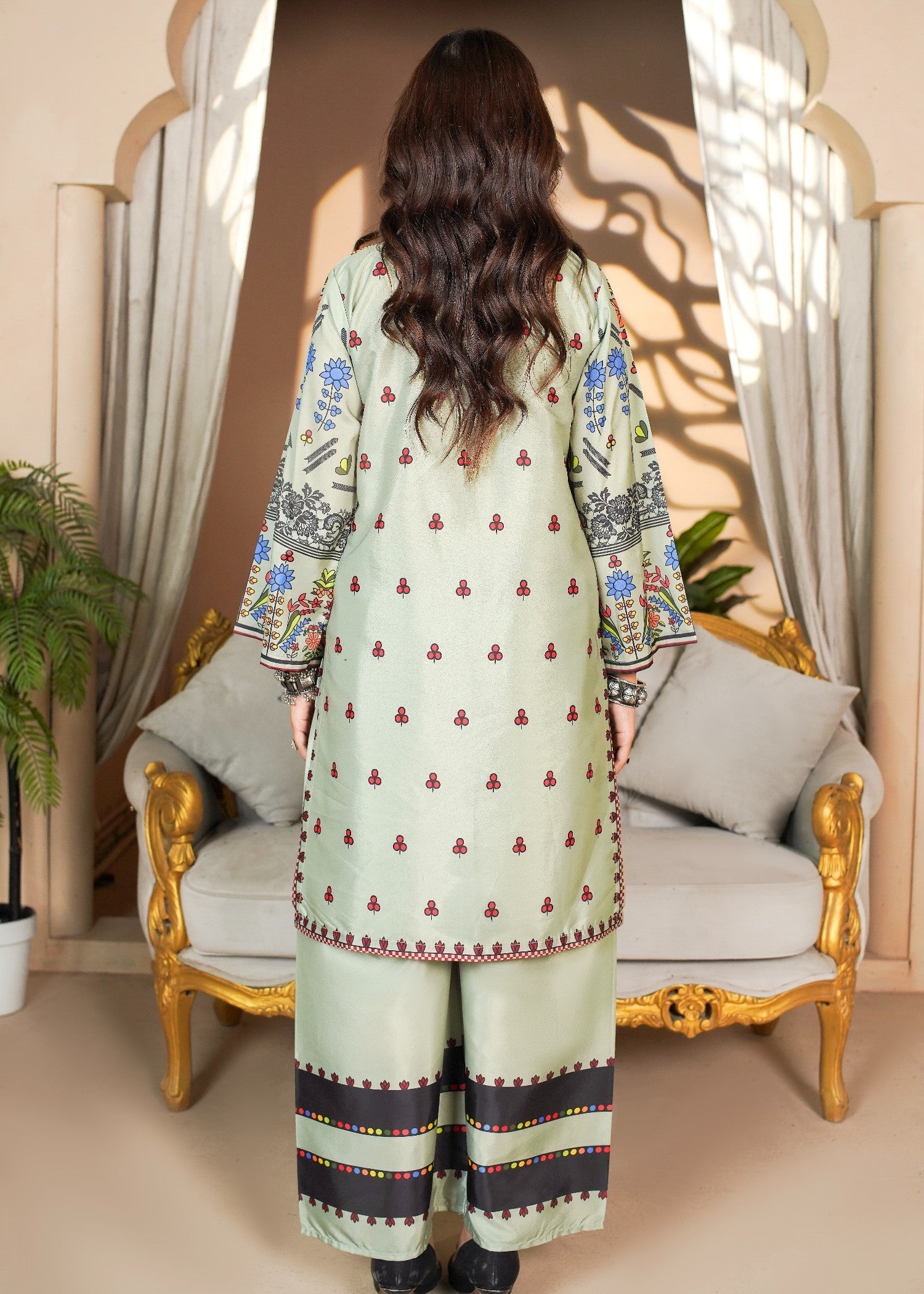 polyester crepe Co Ord Sets in Pastel green